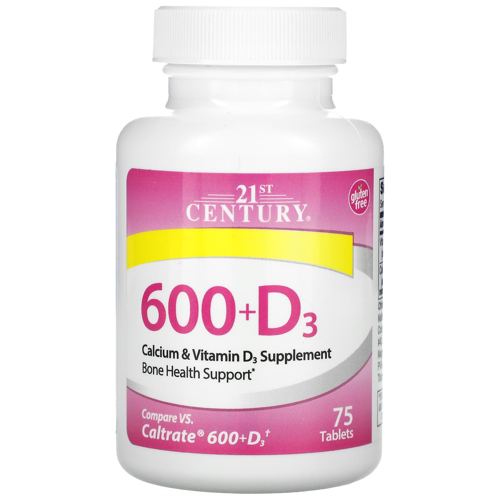 21st Century, 600+D3, Calcium & Vitamin D3 Supplement, 75 Tablets - B01F9OA30S