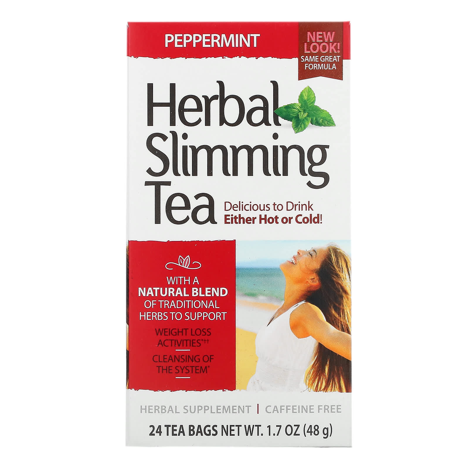 21st Century, Herbal Slimming Tea, Peppermint, Caffeine Free, 24 Tea Bags, 1.7 oz (48 g) - B0054JE1VQ