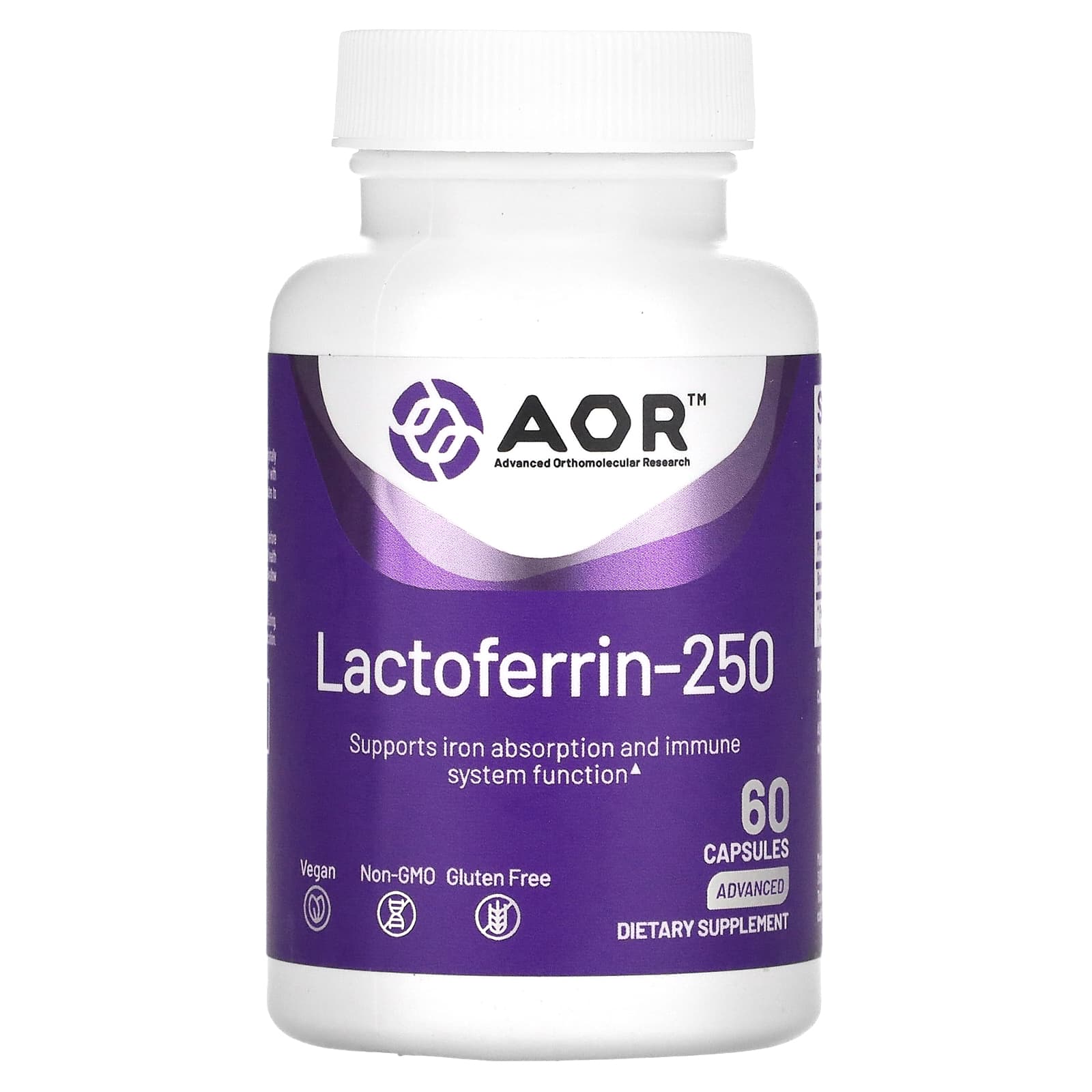 Advanced Orthomolecular Research AOR, Lactoferrin-250, 60 Capsules - B07VQHNNCN