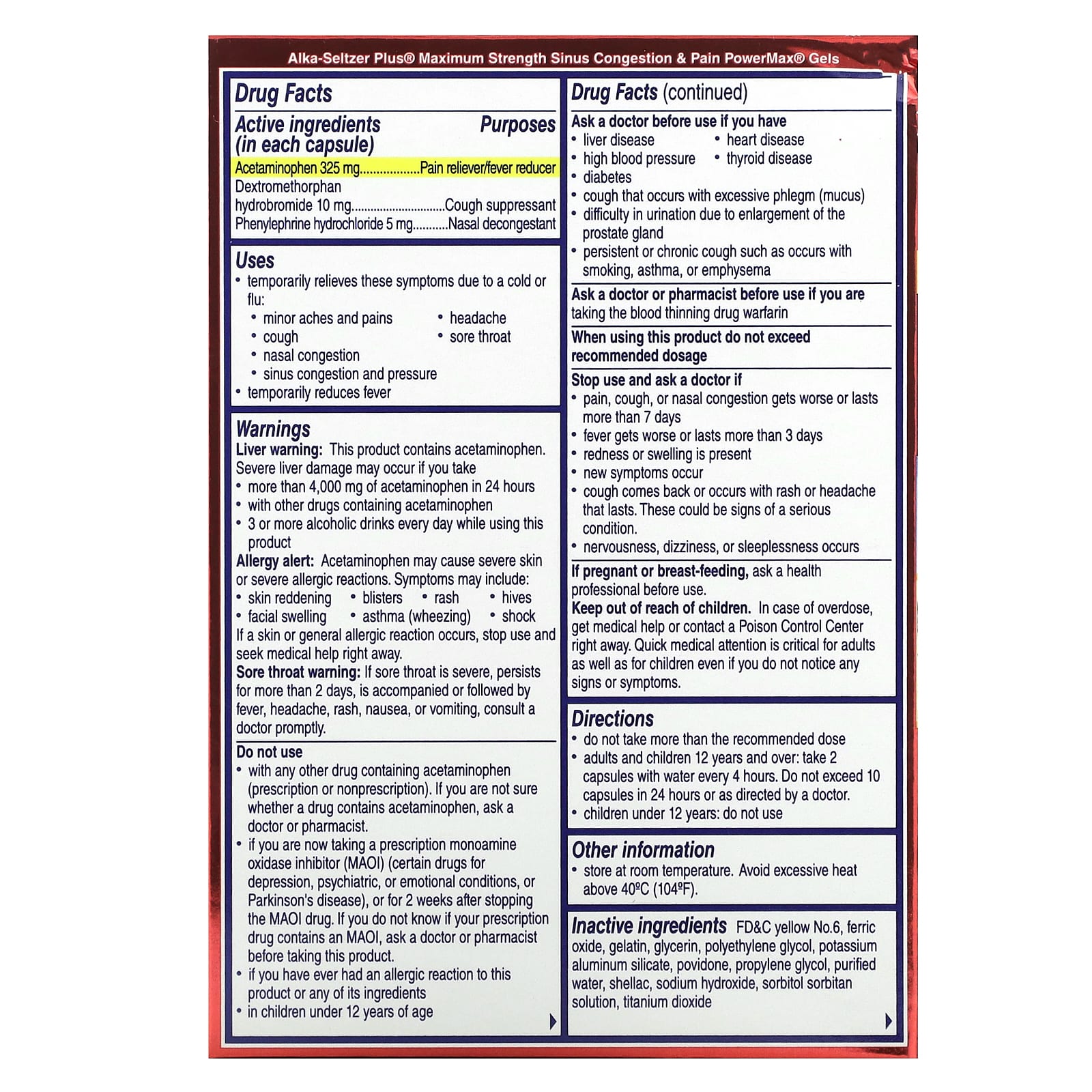 Alka-Seltzer Plus, Sinus Congestion & Pain PowerMax Gels, Maximum Strength , 24 Liquid Gels - B07VP7VQH8