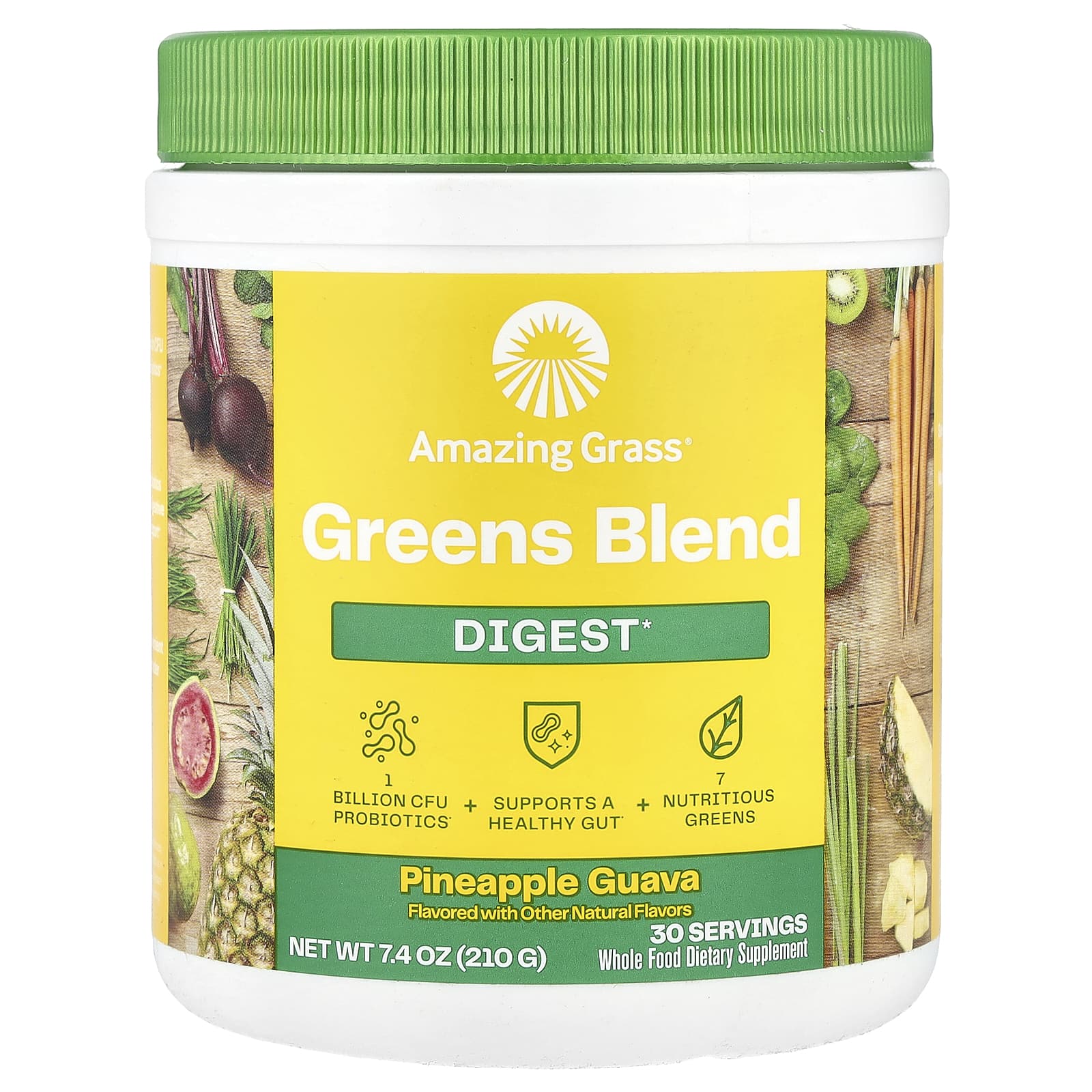 Amazing Grass, Greens Blend, Digest, Pineapple Guava, 7.4 oz (210 g) - B0DDM2B41X