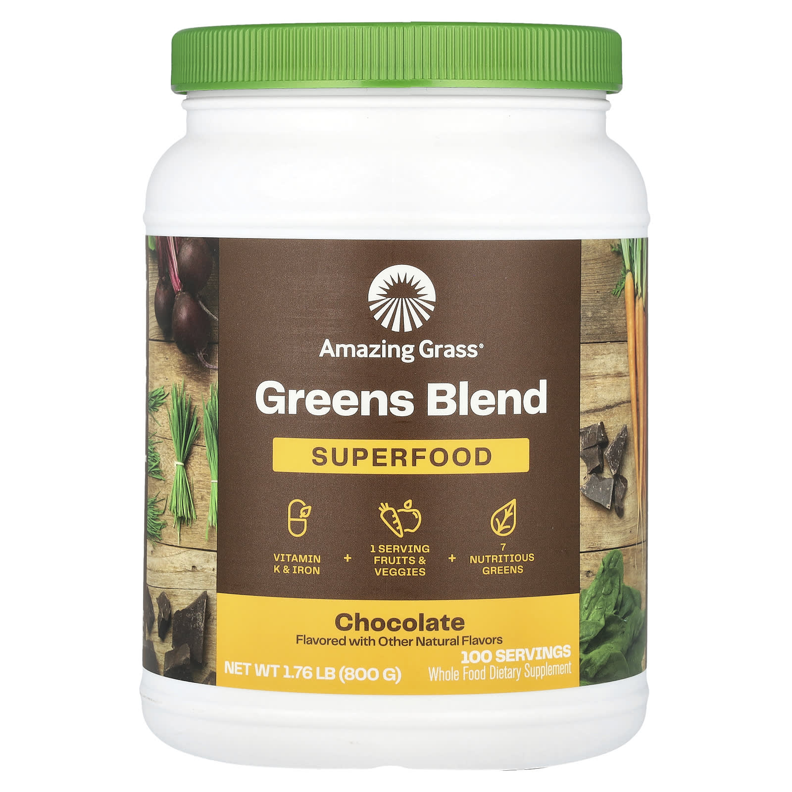 Amazing Grass, Greens Blend, Superfood, Chocolate, 1.76 lb (800 g) - B00514FESI