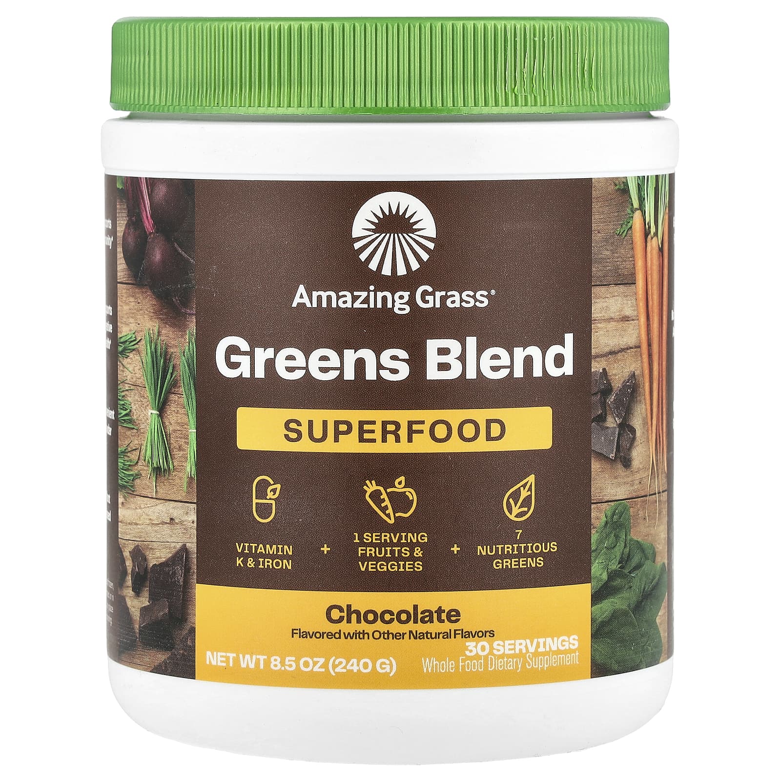 Amazing Grass, Greens Blend, Superfood, Chocolate, 8.5 oz (240 g) - B00112EUPM
