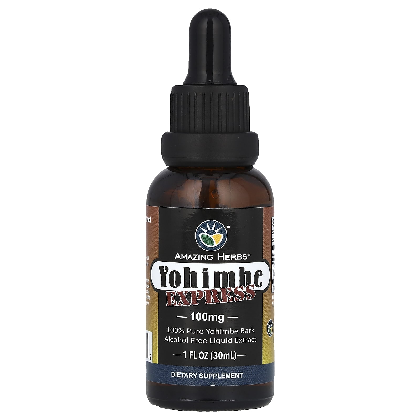 Amazing Herbs, Yohimbe Express Liquid Extract, Alcohol Free, 100 mg, 1 fl oz (30 ml) - B0009J69IY