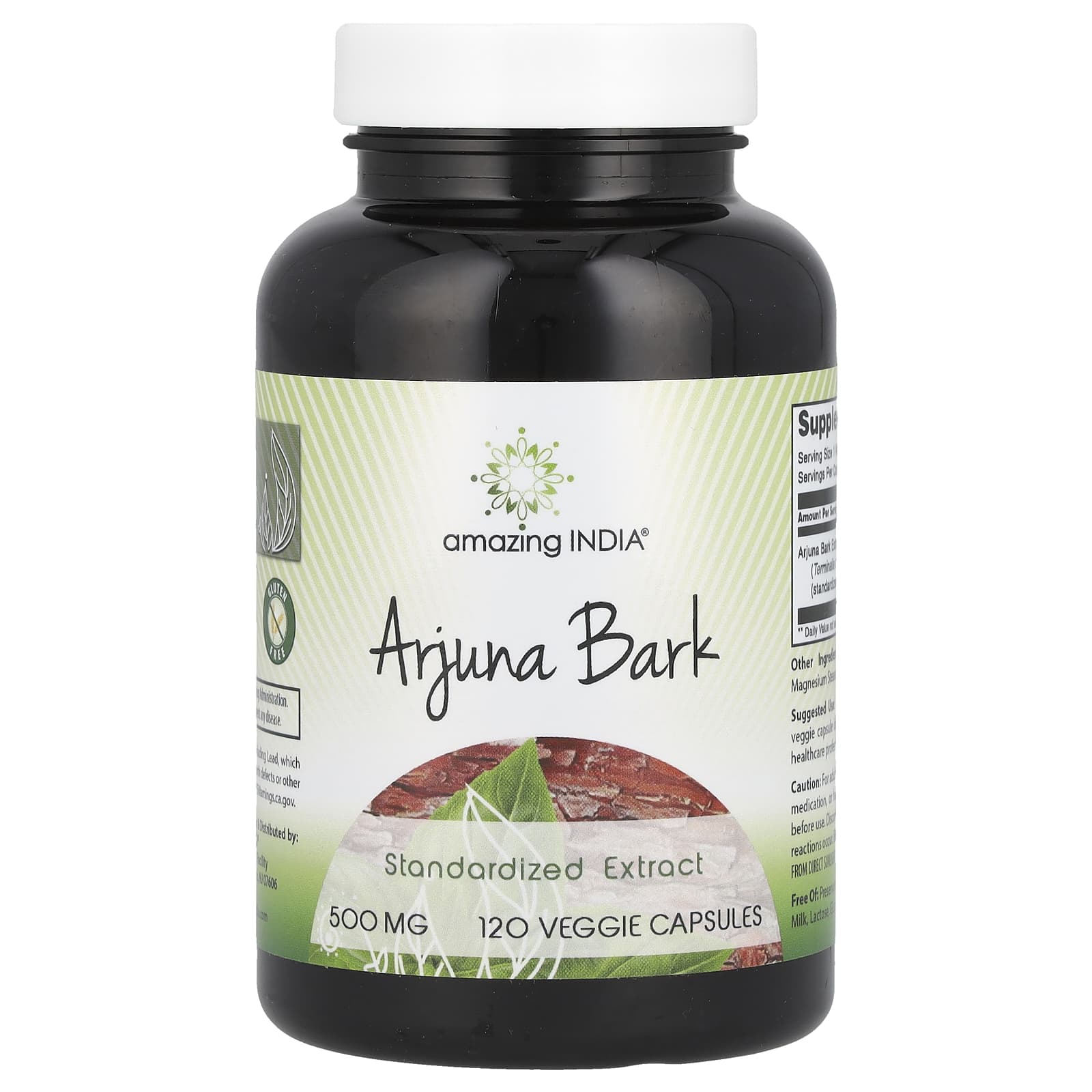 Amazing India, Arjuna Bark, Standardized Extract, 500 mg, 120 Veggie Capsules - B01M0H5DAK