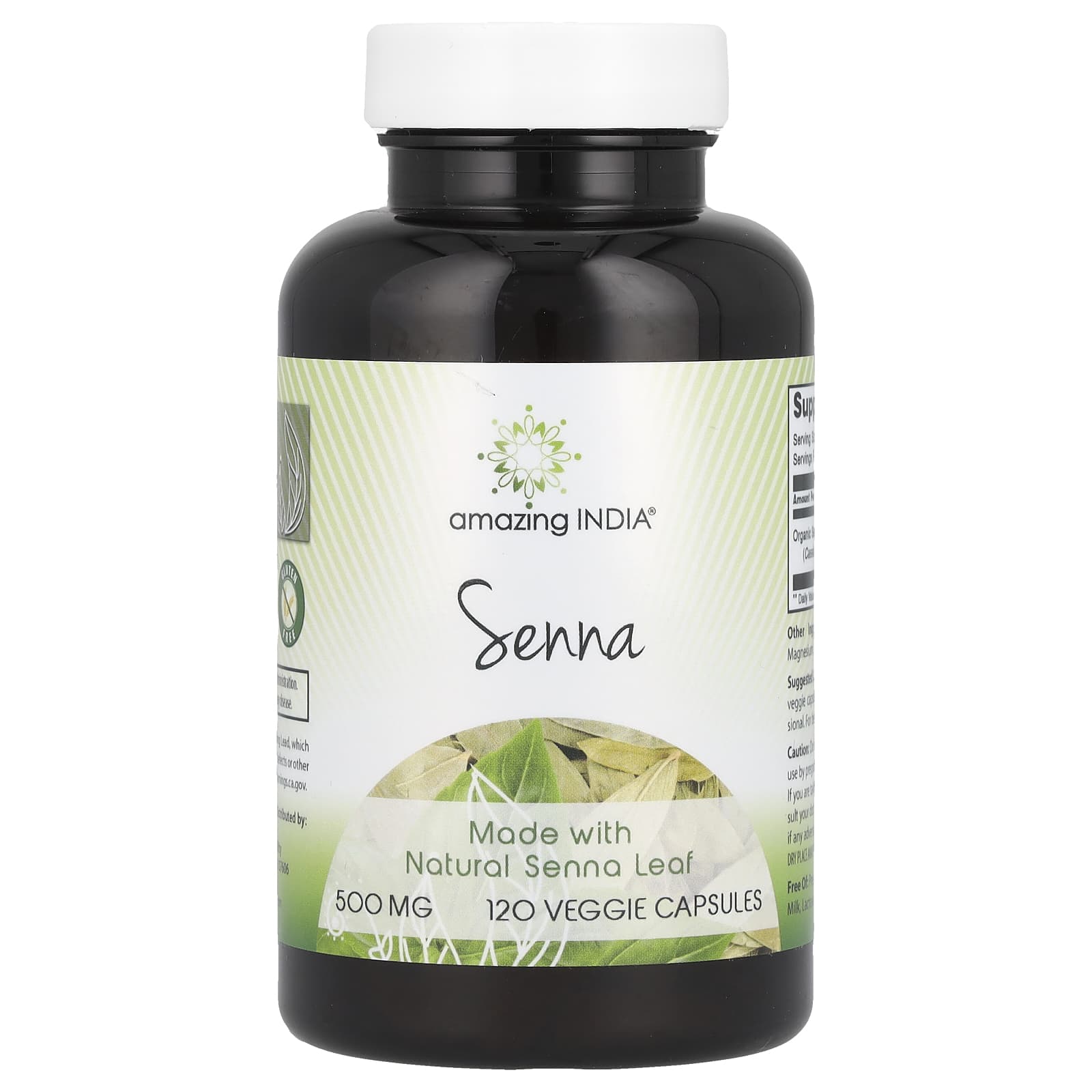 Amazing India, Senna , 500 mg , 120 Veggie Caps - B01H3W8B3U