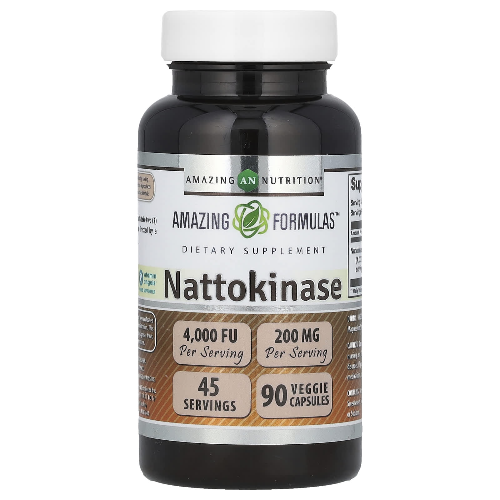 Amazing Nutrition, Nattokinase, 200 mg, 90 Veggie Capsules (100 mg Per Capsule) - B00RR54MJQ