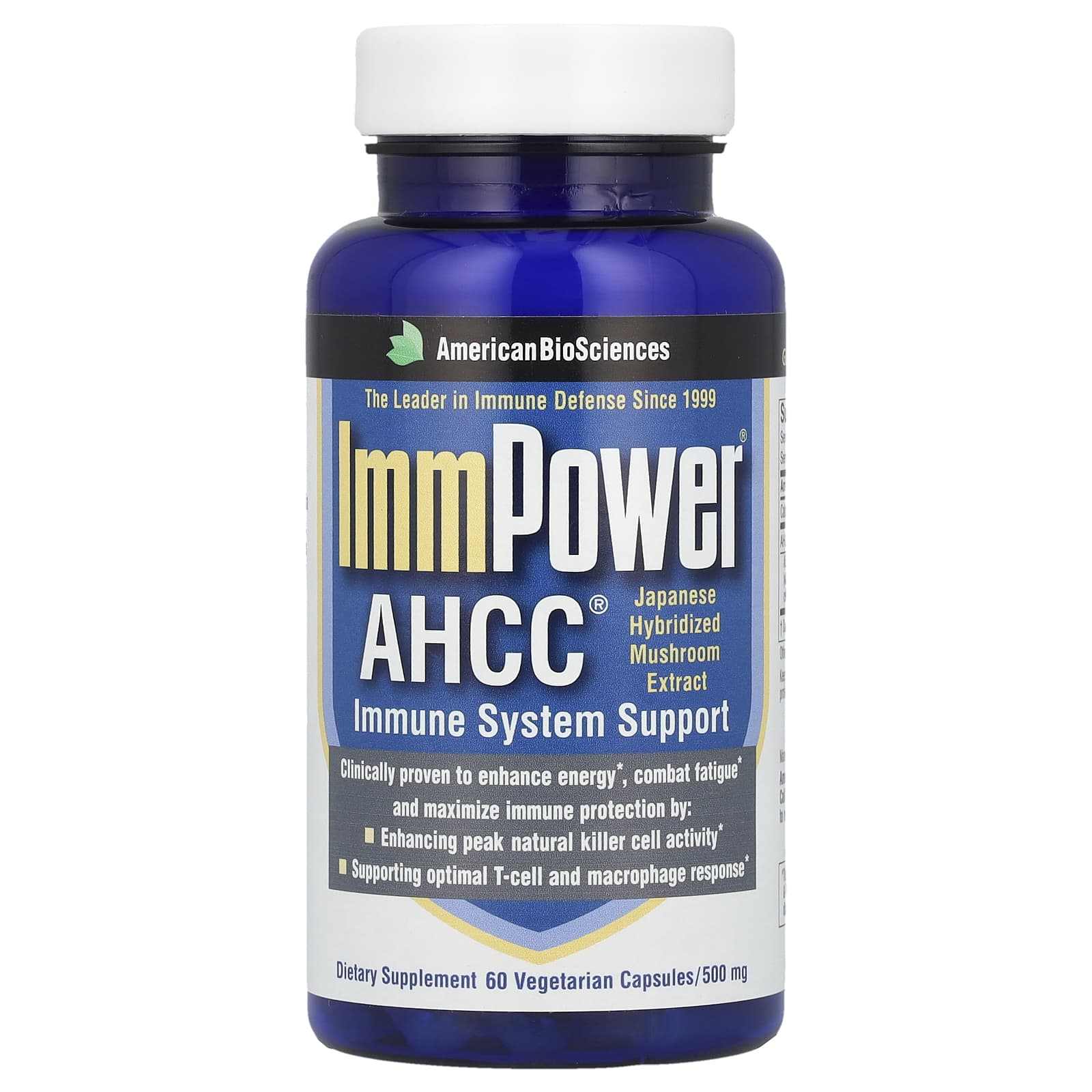 American Biosciences, ImmPower® AHCC®, 500 mg, 60 Vegetarian Capsules (250 mg Per Capsule) - B07Z6PCDT4