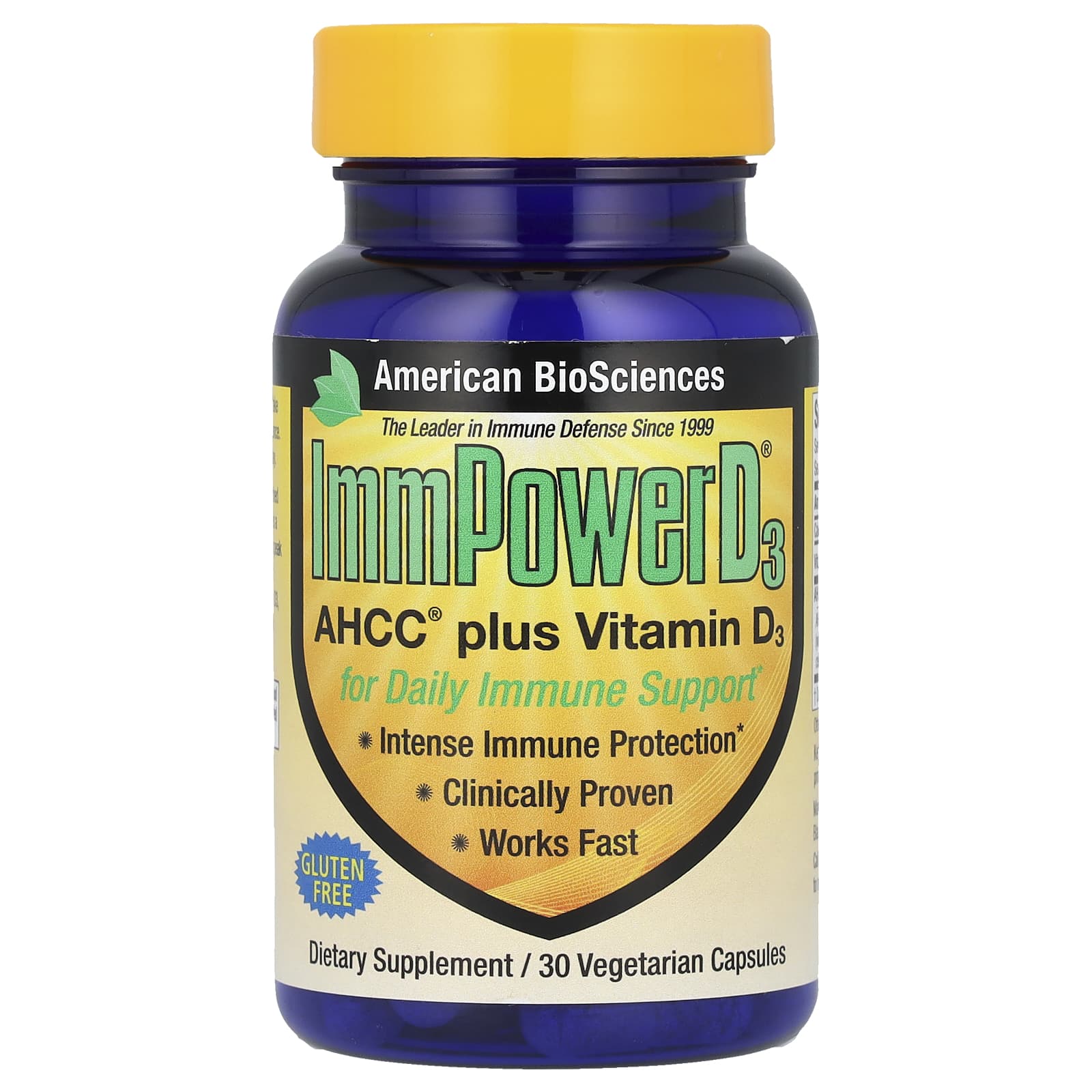 American Biosciences, ImmPower® D3, AHCC® Plus Vitamin D3, 30 Vegetarian Capsules - B007Y717CC