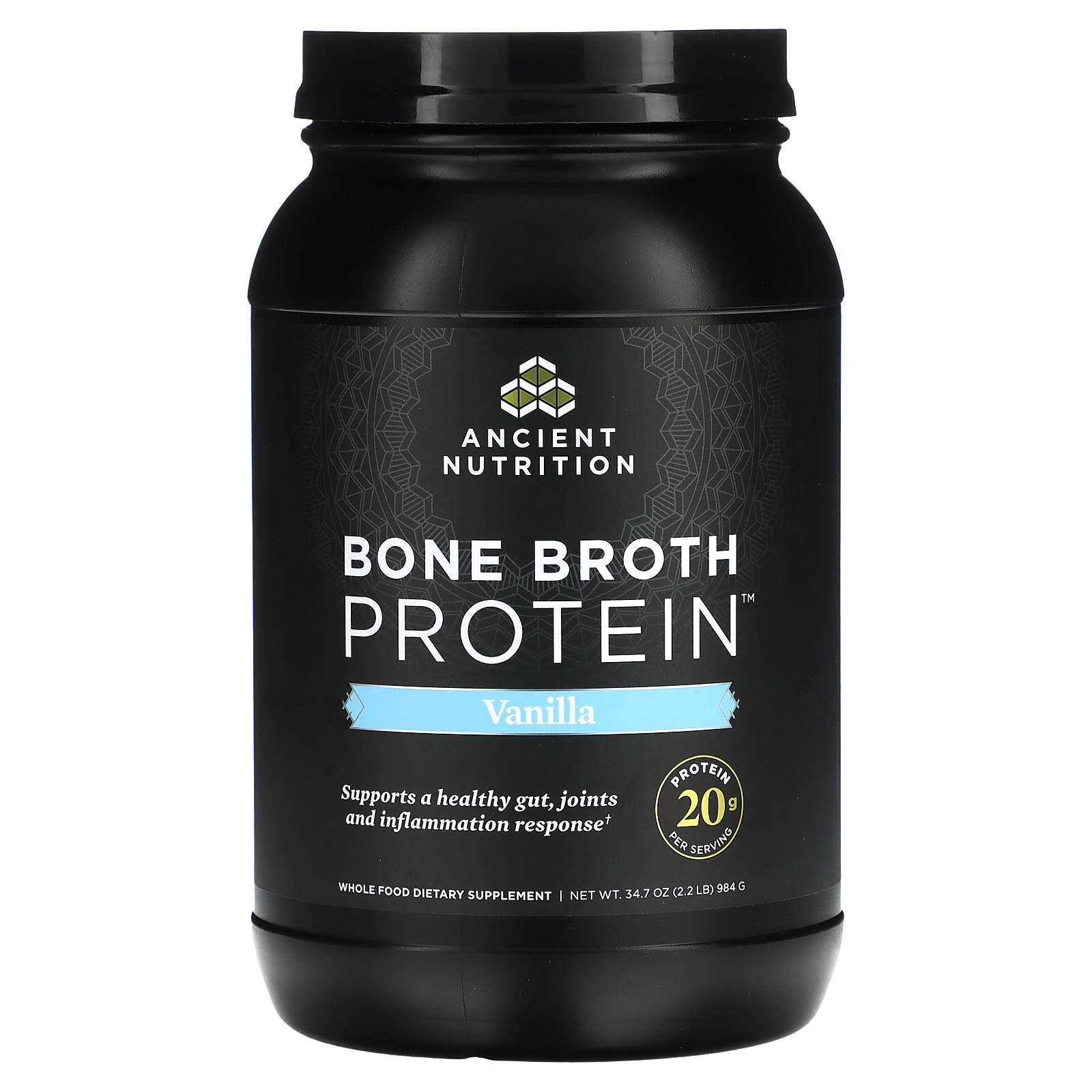 Ancient Nutrition, Bone Broth Protein, Vanilla, 2.2 lbs (984 g) - B01N0FN6V3
