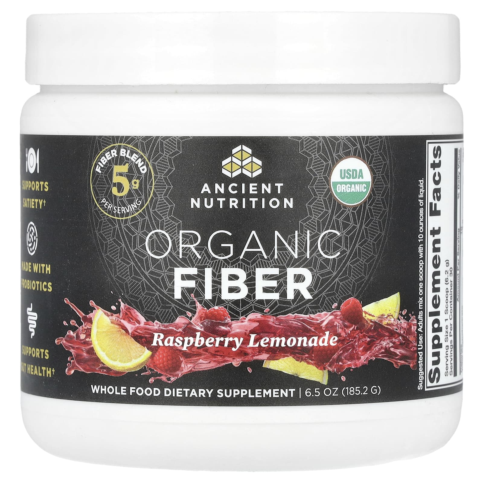 Ancient Nutrition, Organic Fiber, Raspberry Lemonade, 6.5 oz (185.2 g) - B0D8WV4YV7