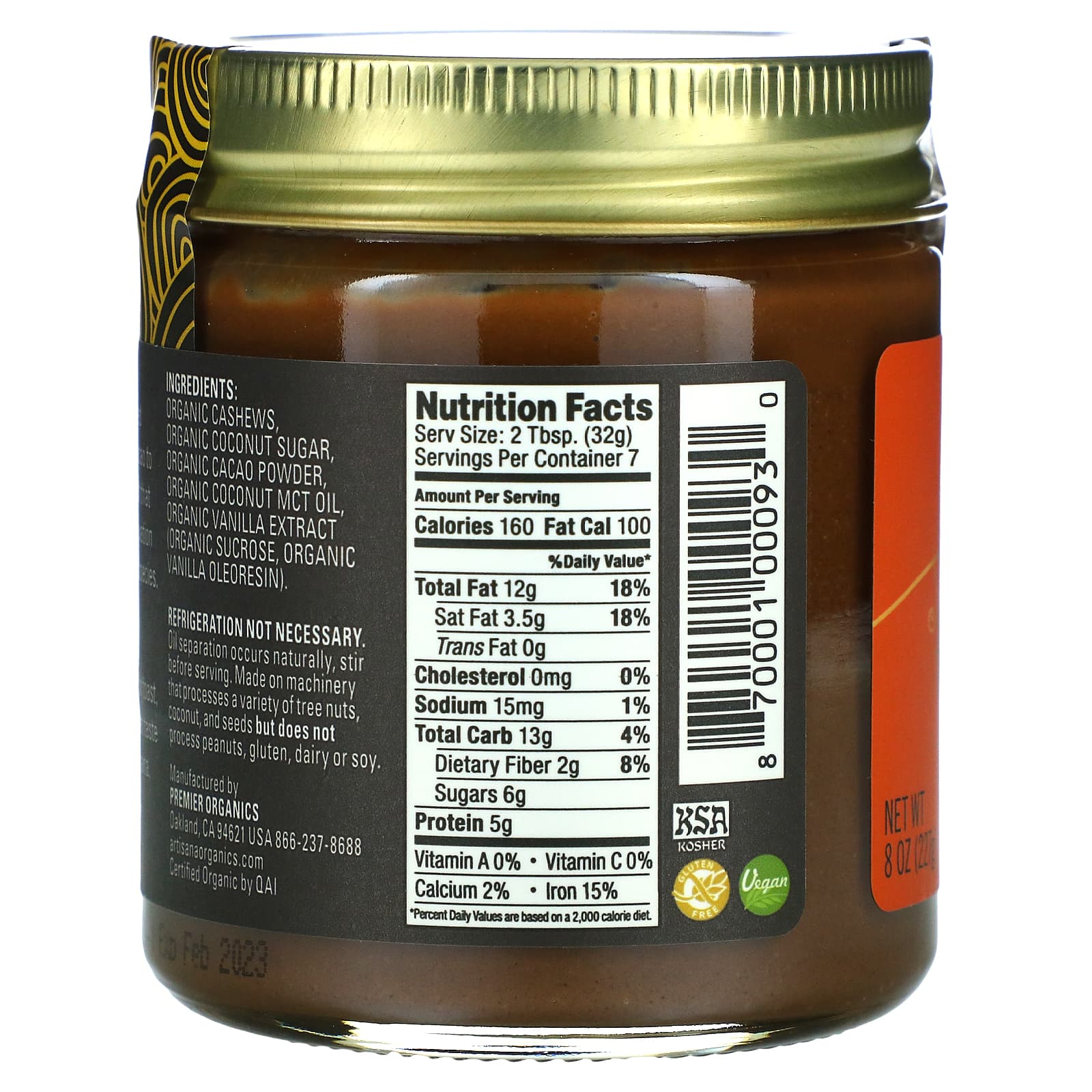 Artisana, Organics, Cashew Cacao Spread, 8 oz (227 g) - B00SC2YG58