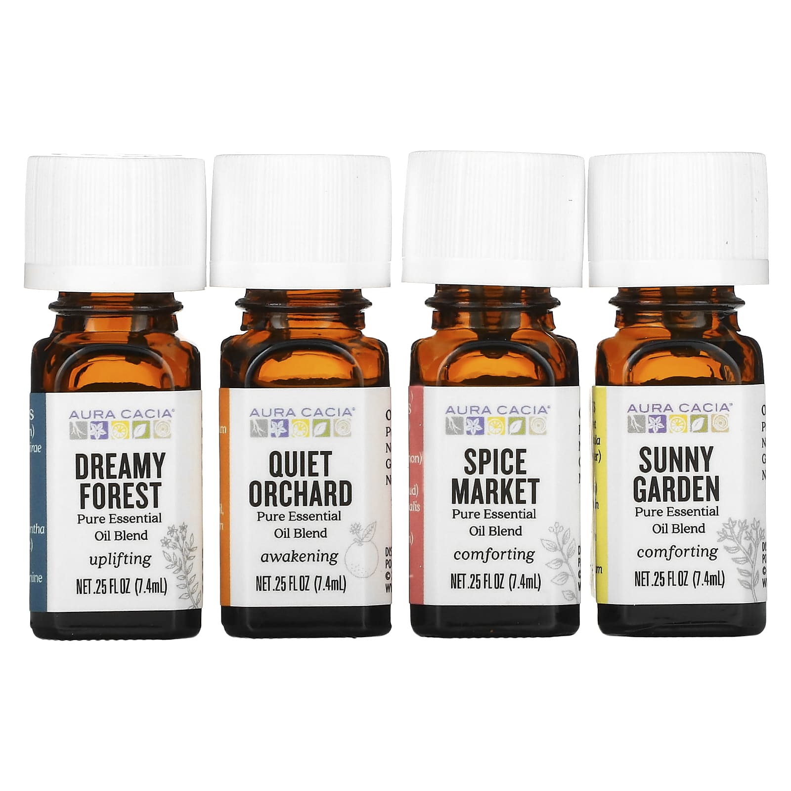Aura Cacia, Journey Kit, Essential Oil Diffusion Blends, 4 Bottles, 0.25 fl oz (7.4 ml) Each - B085VW5SCF