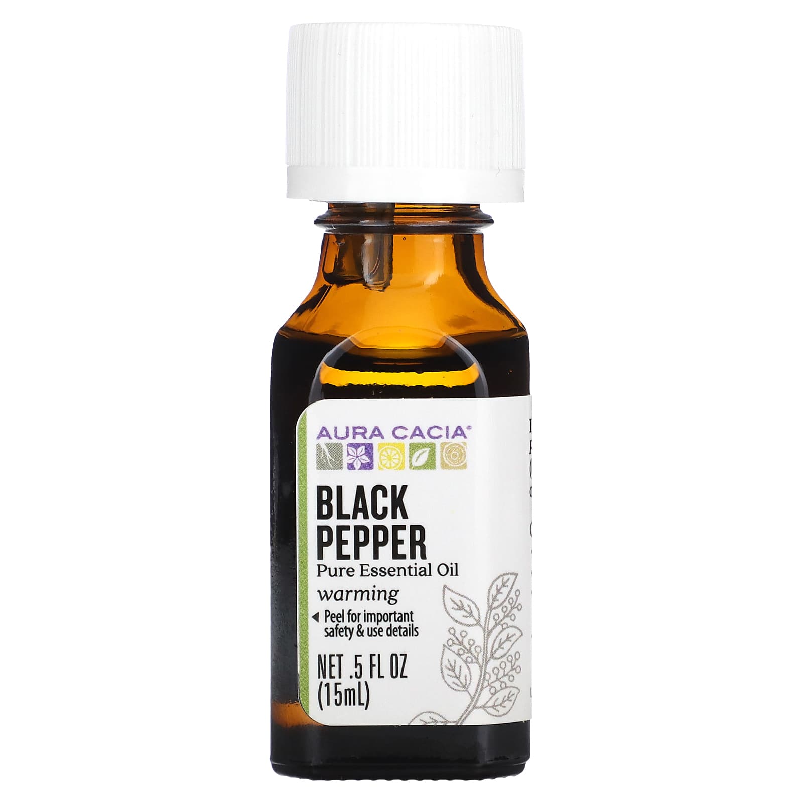 Aura Cacia, Pure Essential Oil, Black Pepper, 0.5 fl oz (15 ml) - B01G561SXA