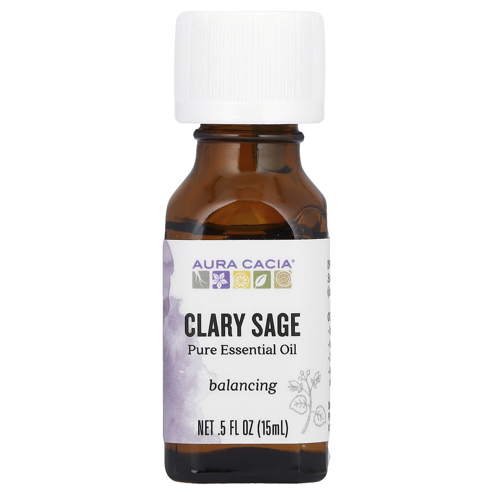 Aura Cacia, Pure Essential Oil, Clary Sage, 0.5 fl oz (15 ml)