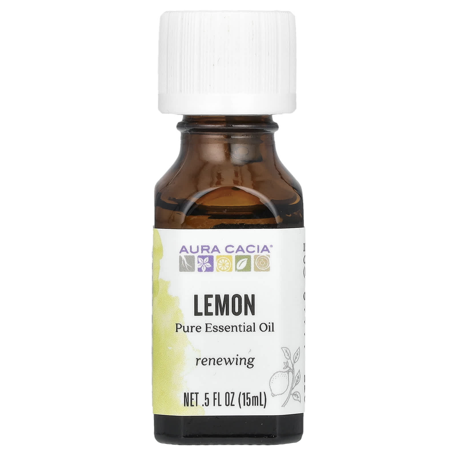 Aura Cacia, Pure Essential Oil, Lemon, 0.5 fl oz (15 ml) - B00028EX2G