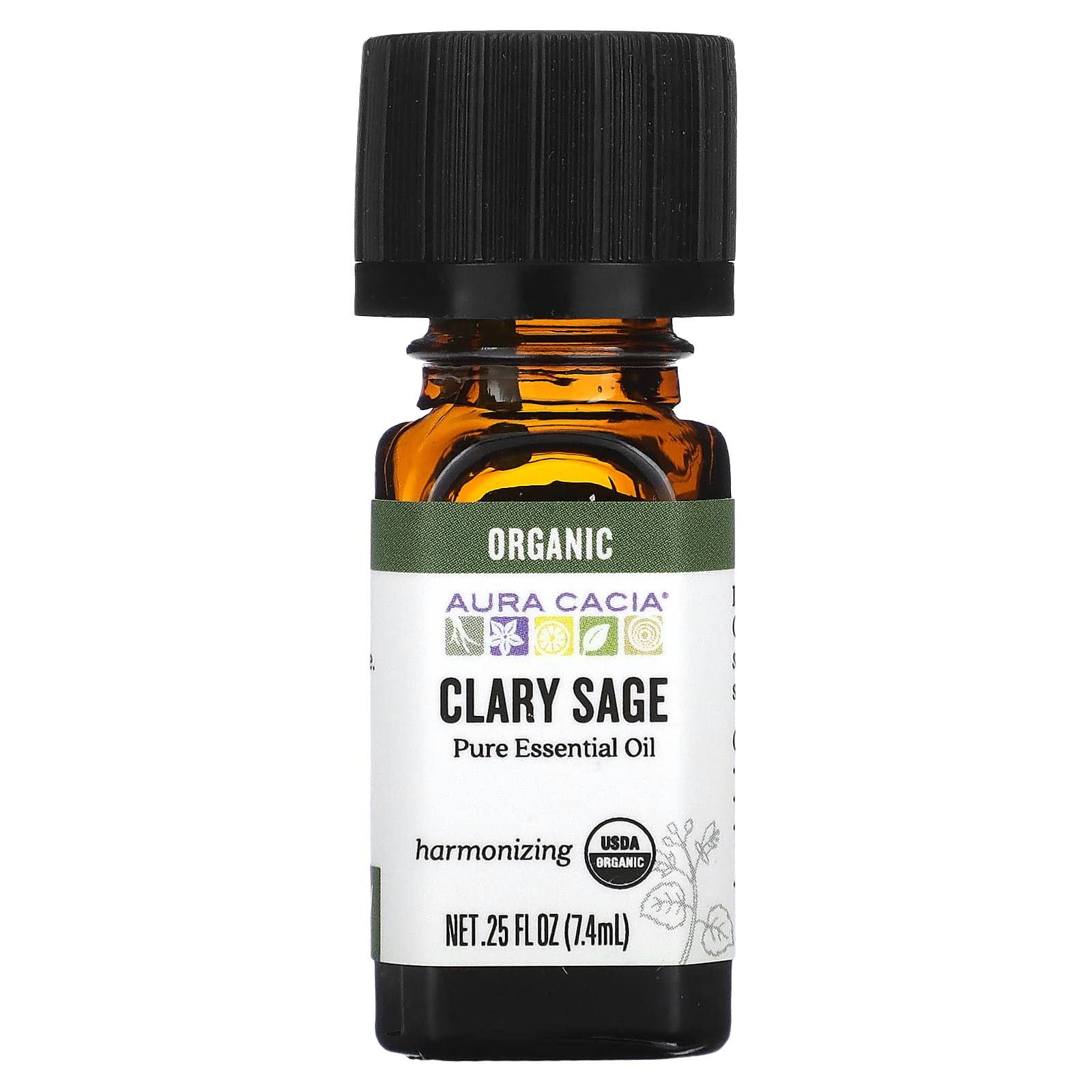 Aura Cacia, Pure Essential Oil, Organic Clary Sage, 0.25 fl oz (7.4 ml)