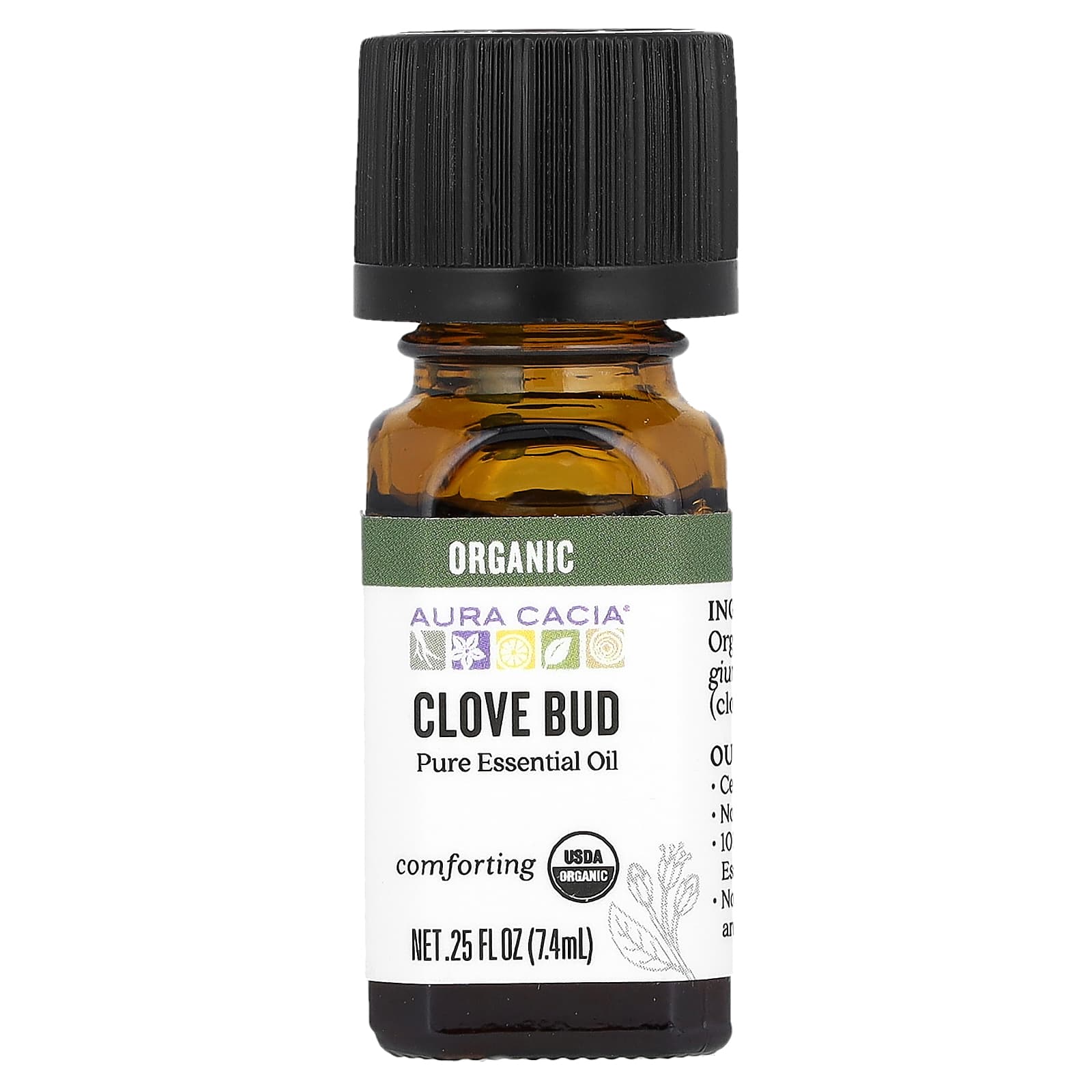 Aura Cacia, Pure Essential Oil, Organic Clove Bud, 0.25 fl oz (7.4 ml)
