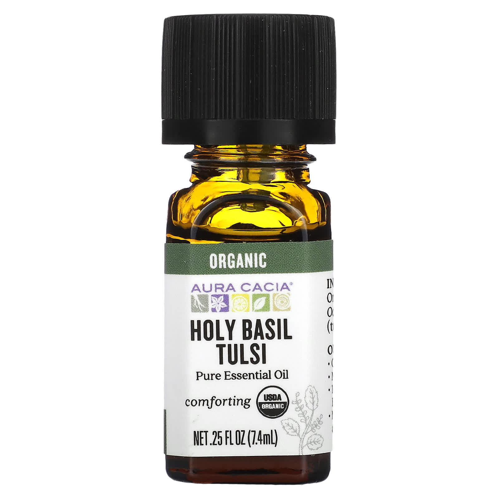 Aura Cacia, Pure Essential Oil, Organic Holy Basil Tulsi, 0.25 fl oz (7.4 ml) - B07DBTRVDG