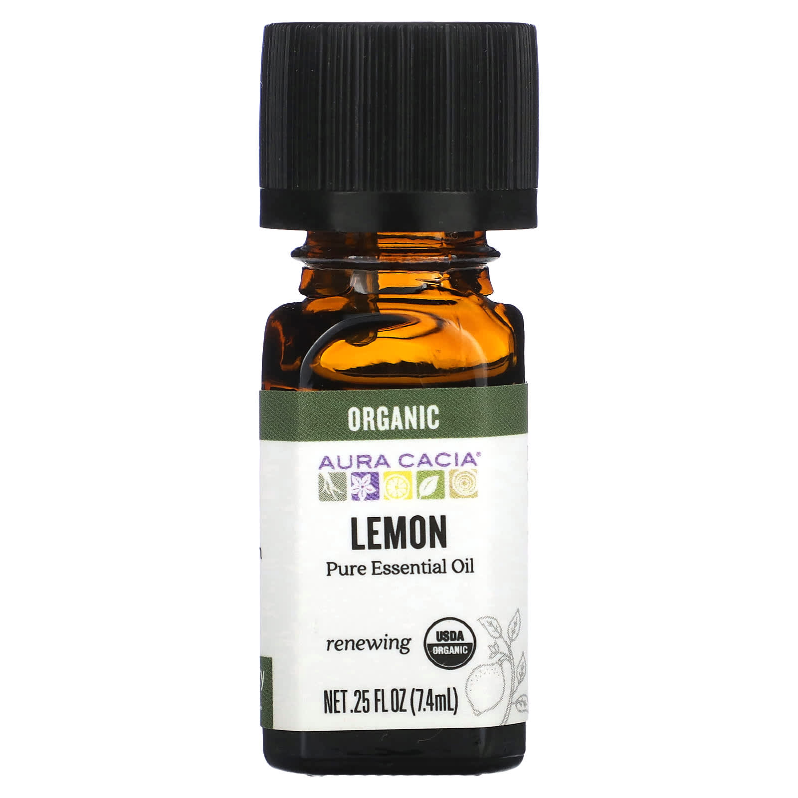 Aura Cacia, Pure Essential Oil, Organic Lemon, 0.25 fl oz (7.4 ml) - B0012J1YMQ