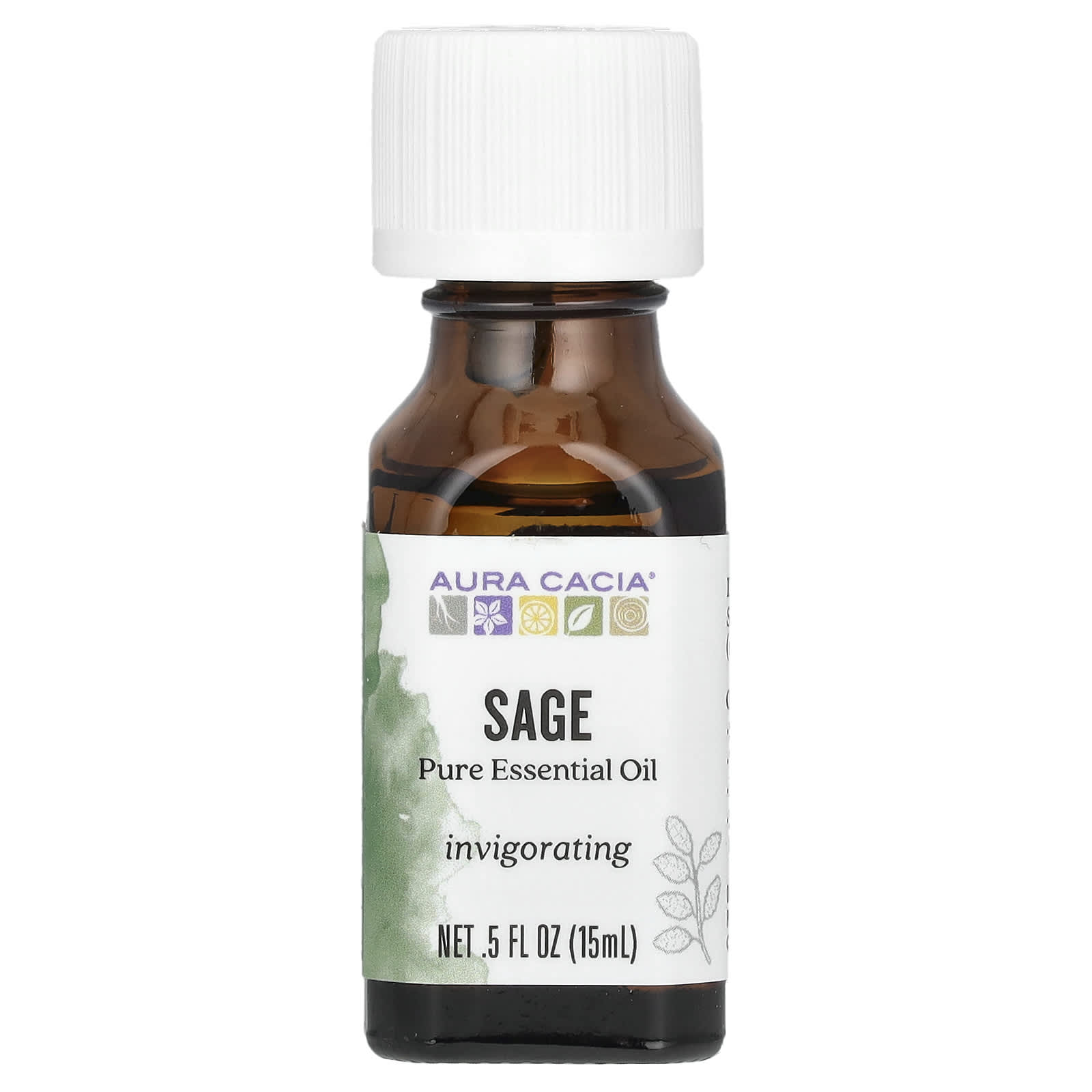 Aura Cacia, Pure Essential Oil, Sage, 0.5 fl oz (15 ml)