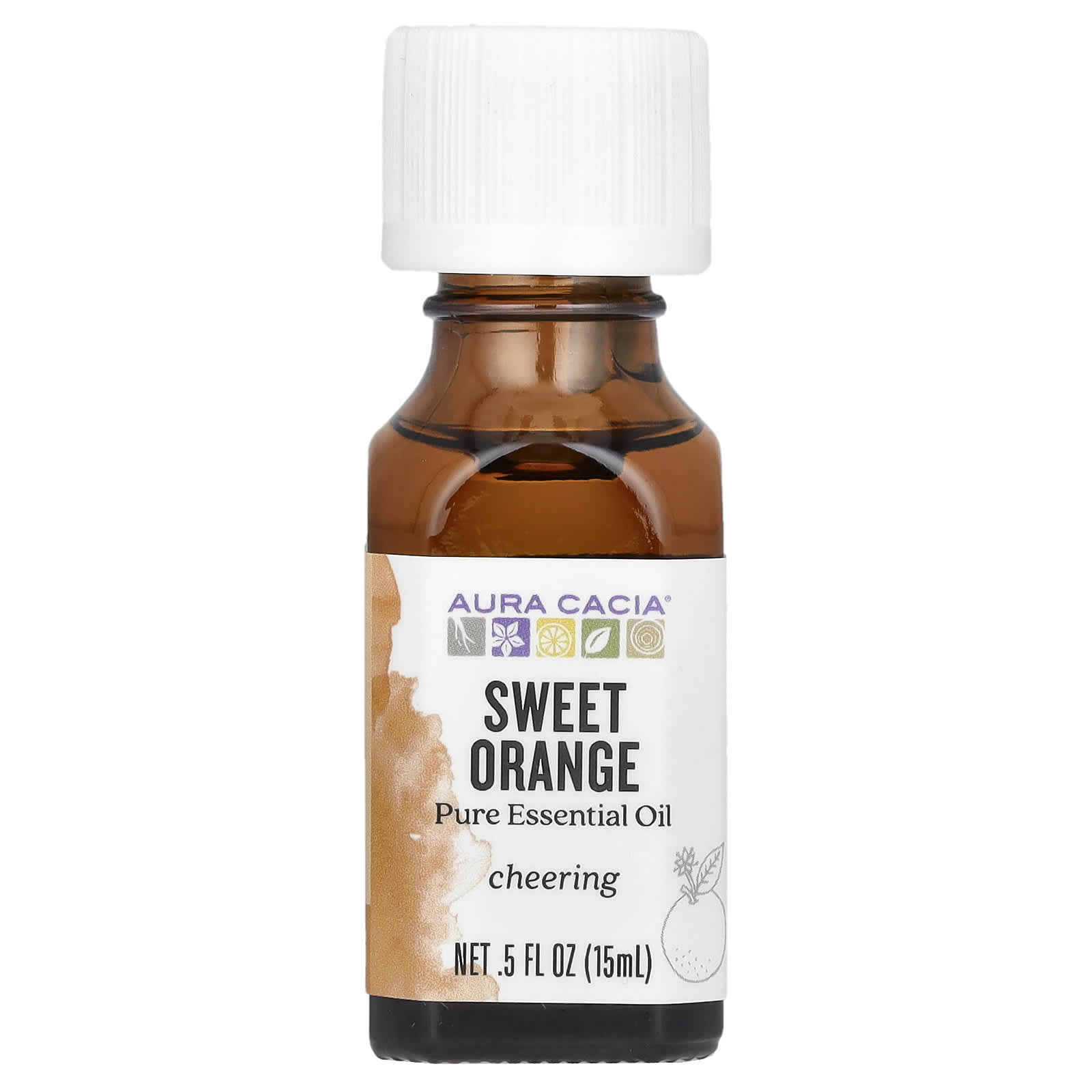 Aura Cacia, Pure Essential Oil, Sweet Orange, 0.5 fl oz (15 ml) - B006IB8VQ0