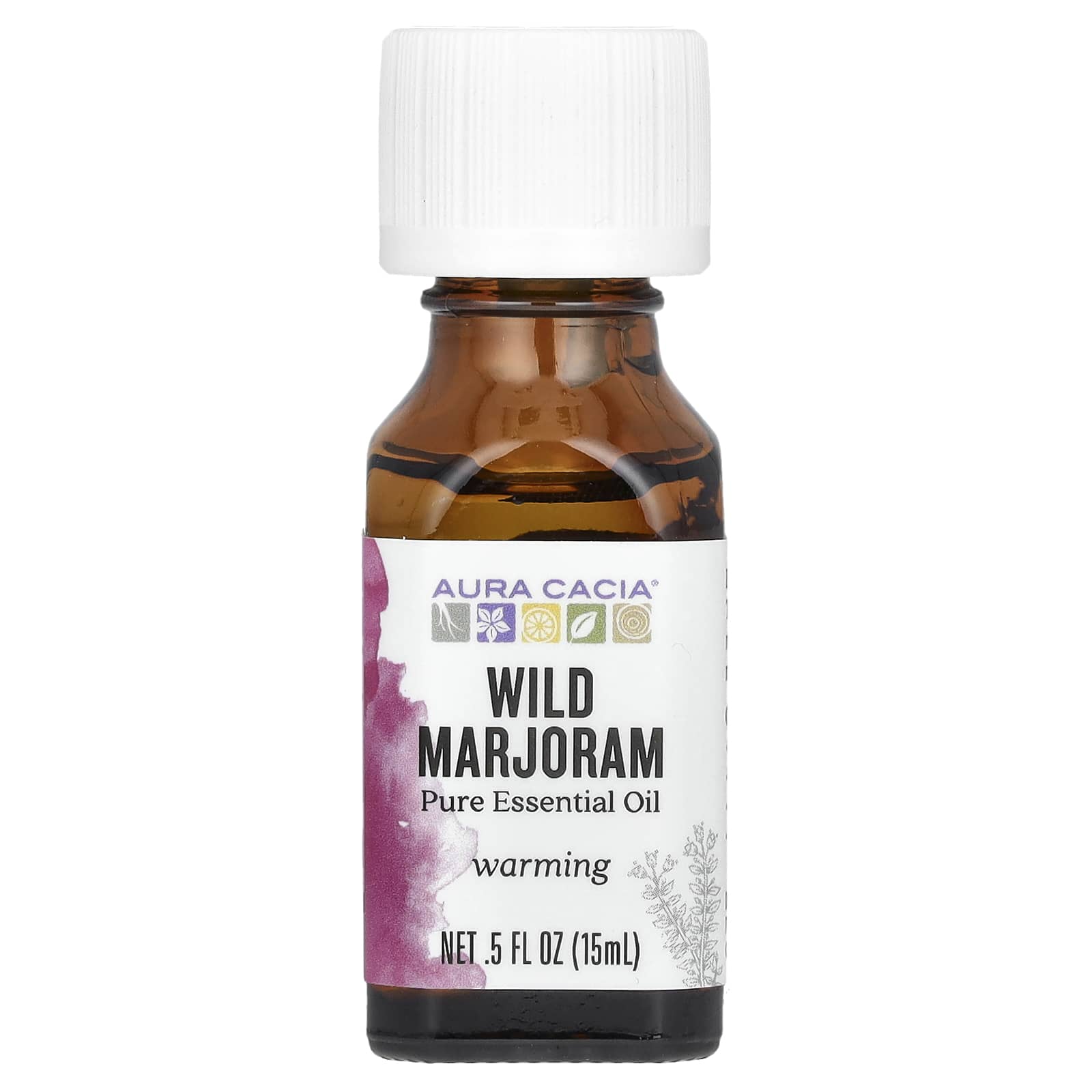Aura Cacia, Pure Essential Oil, Wild Marjoram, 0.5 fl oz (15 ml)