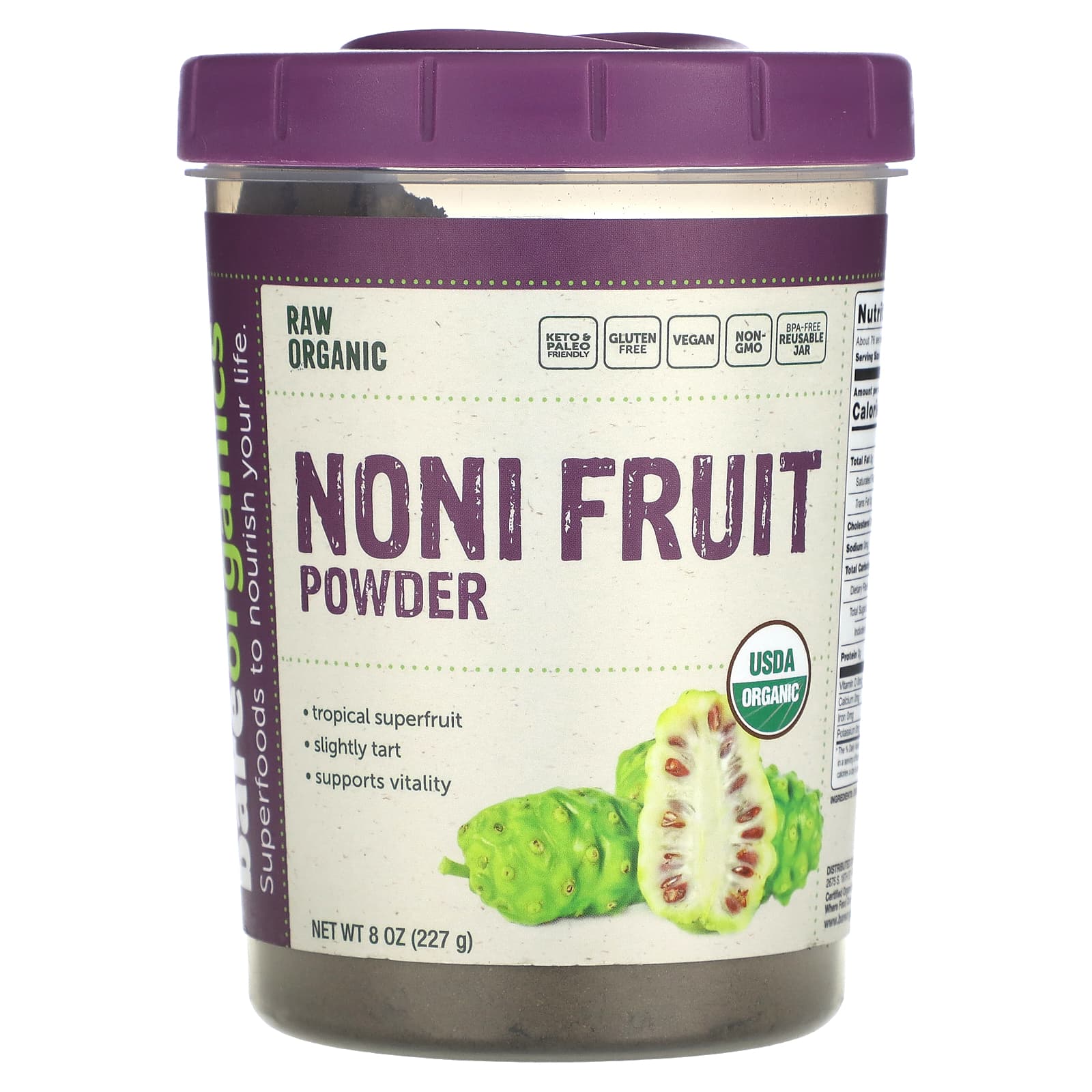 BareOrganics, Raw Organic Noni Fruit Powder, 8 oz (227 g) - B0741H2MV5