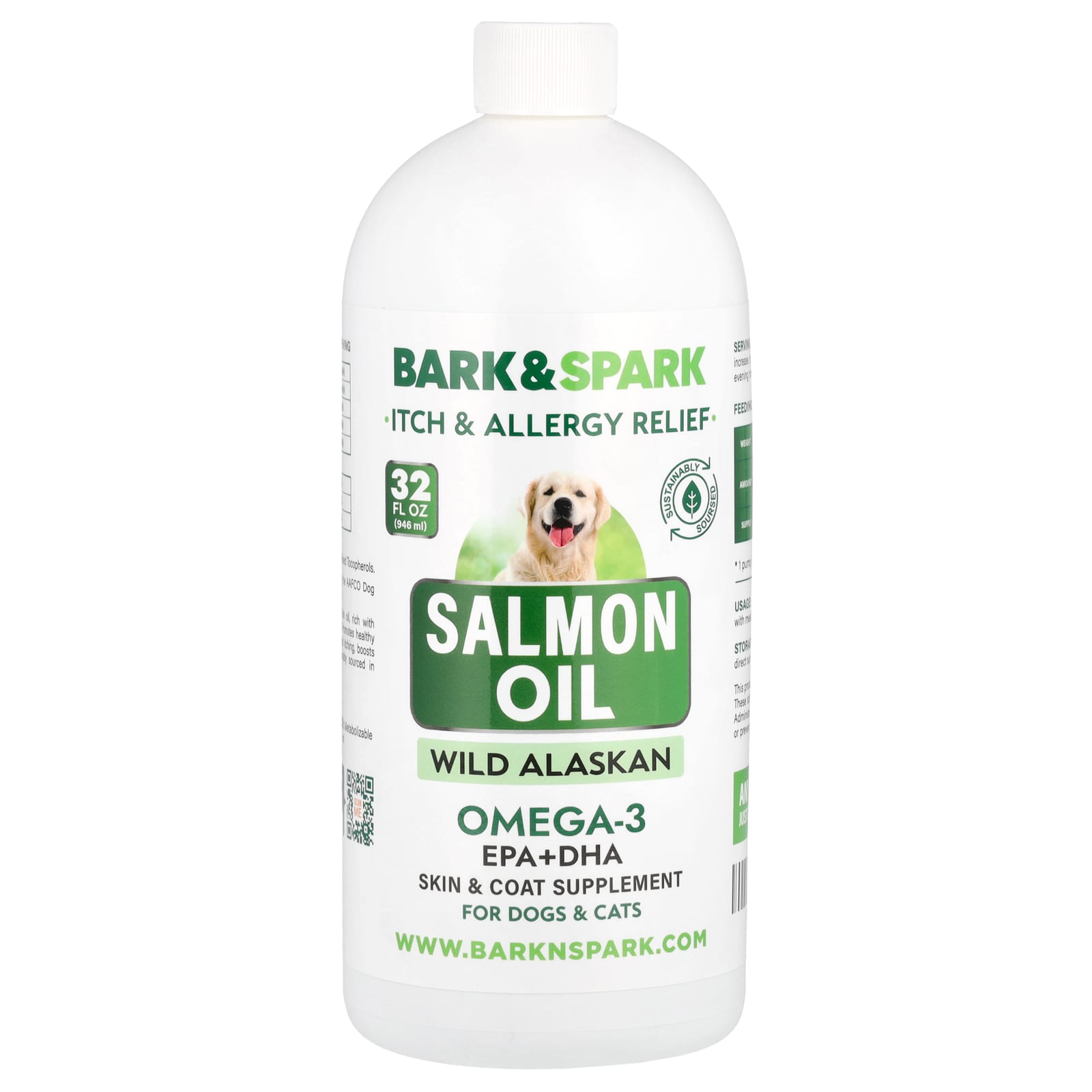 Bark&Spark, Salmon Oil, For Dogs & Cats, 32 fl oz (946 ml) - B0B4T3Z8DG
