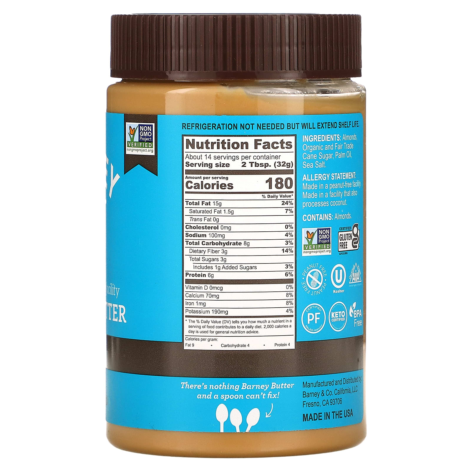 Barney Butter, Almond Butter, Smooth, 16 oz (454 g) - B00U9VTY48