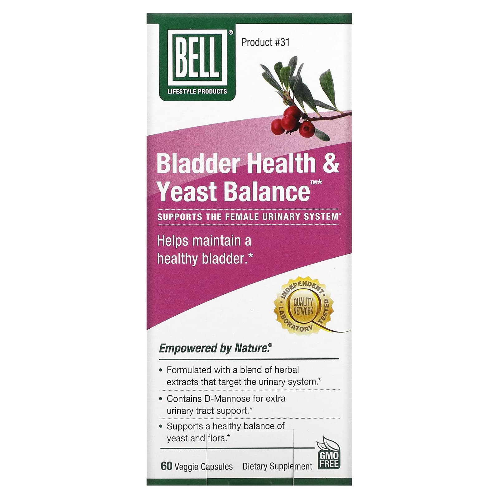 Bell Lifestyle, Bladder Health & Yeast Balance, 60 Veggie Capsules - B001EYLHVC