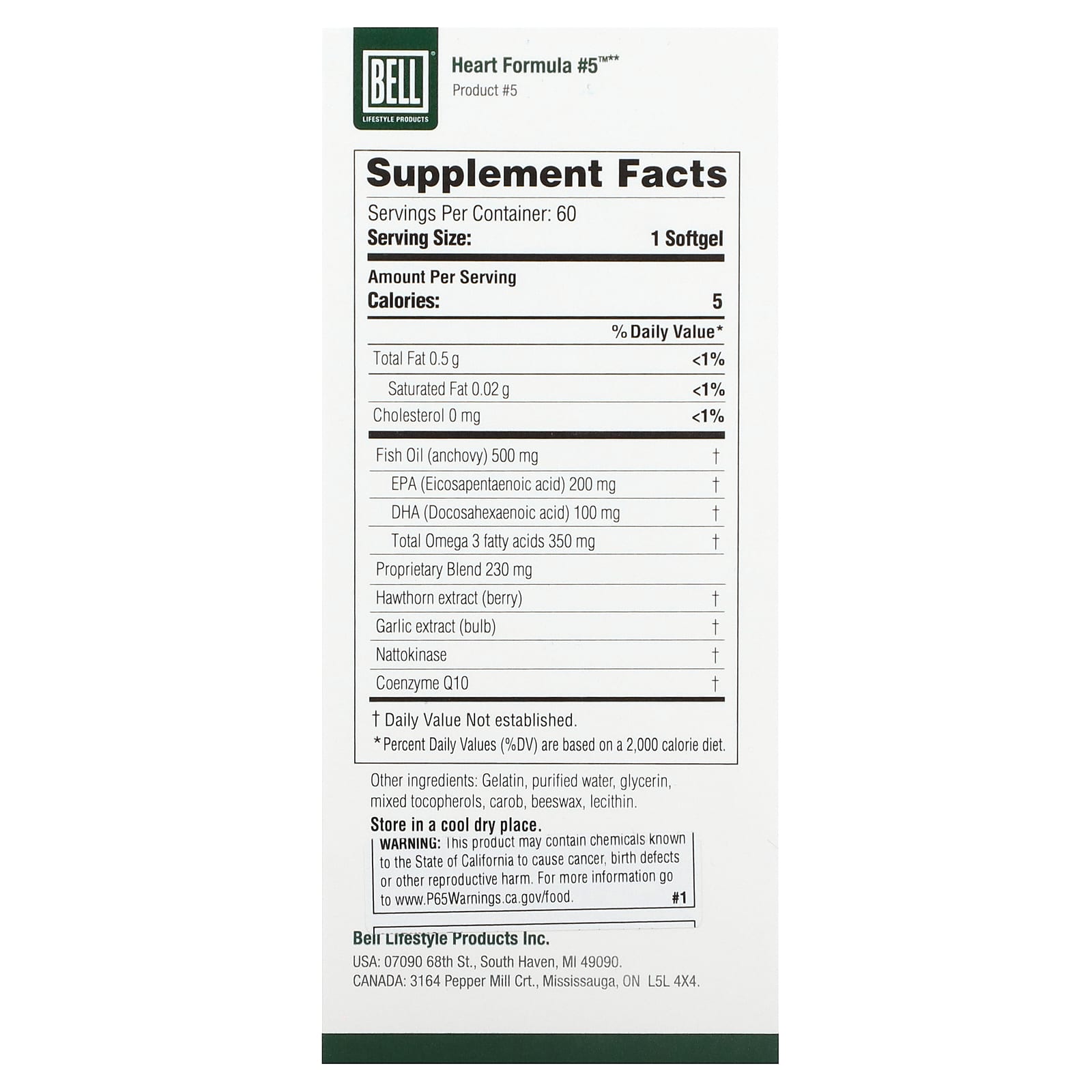 Bell Lifestyle, Heart Formula #5, 60 Softgels - B0FL7JJLX4