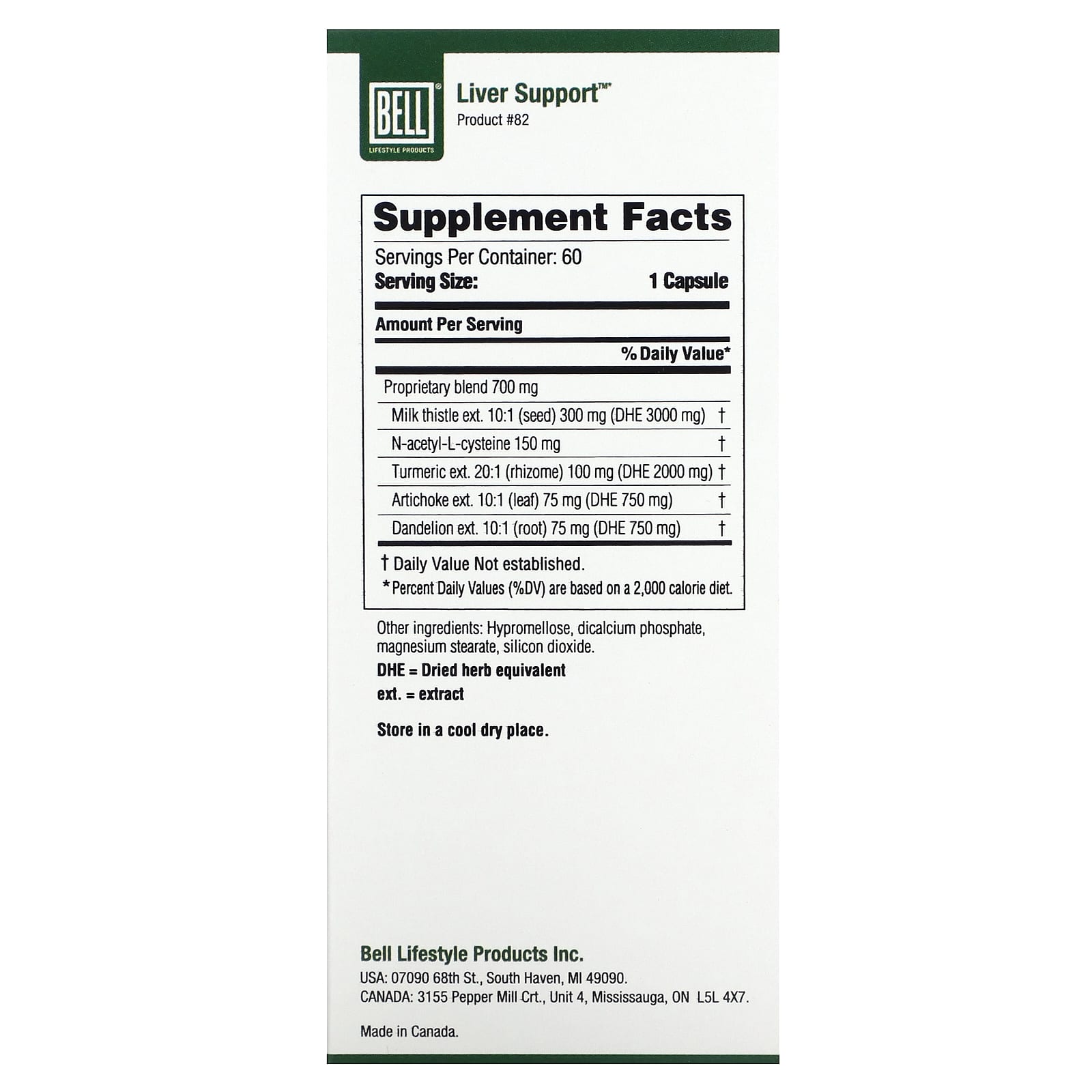 Bell Lifestyle, Liver Support, 60 Veggie Capsules - B0FL7DNY6H