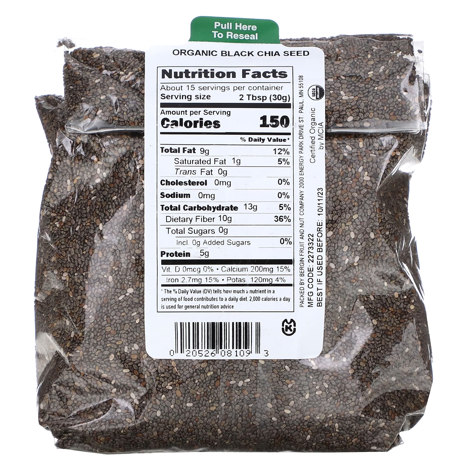 Bergin Fruit and Nut Company, Organic Black Chia Seed, 16 oz (454 g) - B00JSVM20I