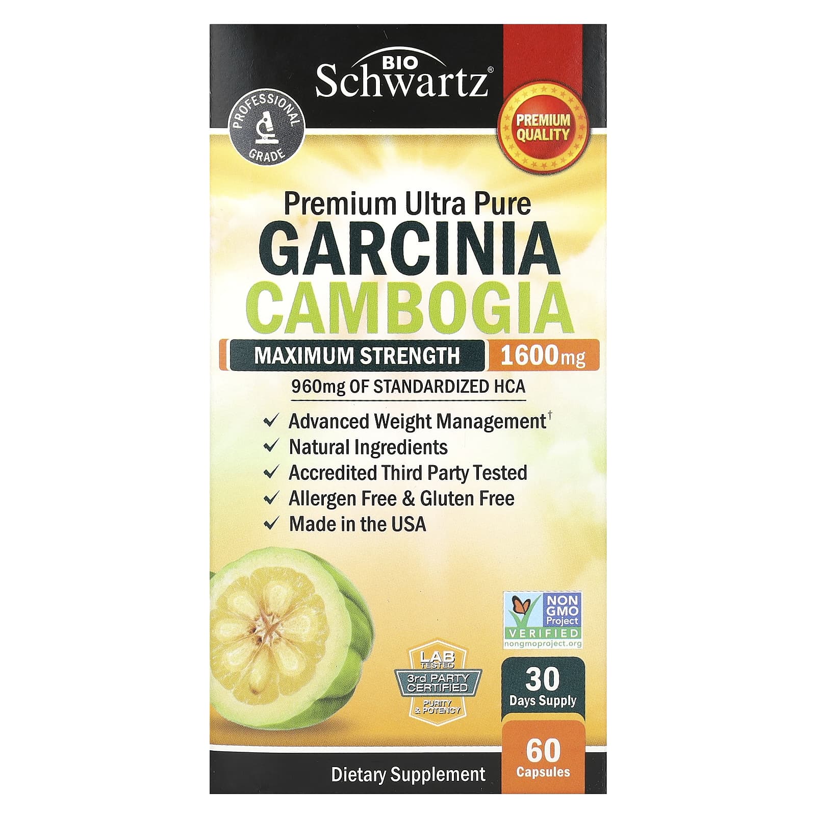BioSchwartz, Garcina Cambogia, Maximum Strength, 1,600 mg, 60 Capsules (800 mg Per Capsule) - 