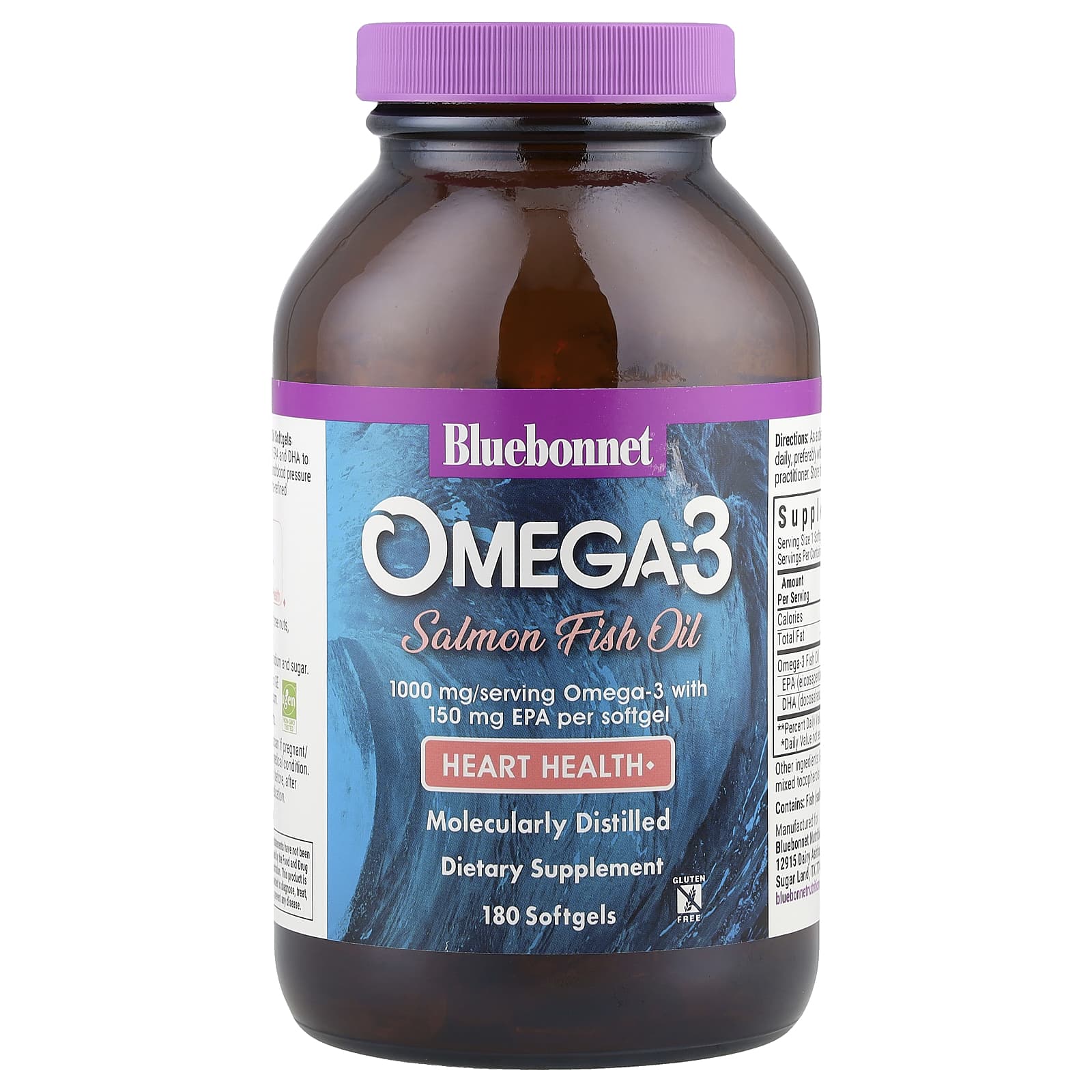 Bluebonnet Nutrition, Omega-3 Salmon Fish Oil, 1,000 mg, 180 Softgels - B00028OJT8