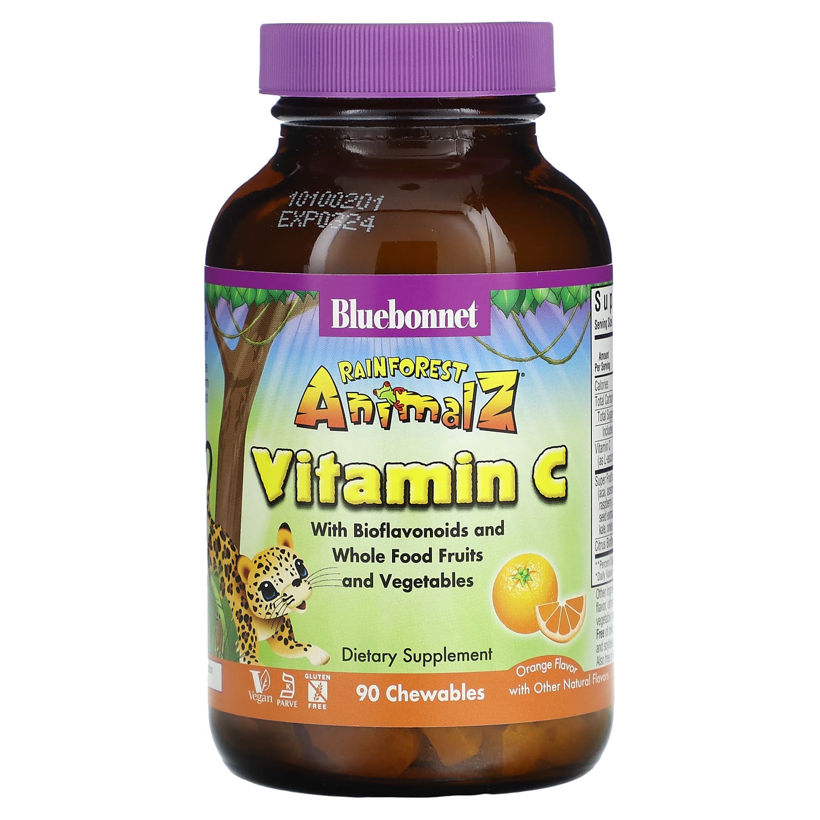 Bluebonnet Nutrition, Rainforest Animalz, Vitamin C, Orange , 90 Chewables - B004WP2EV2