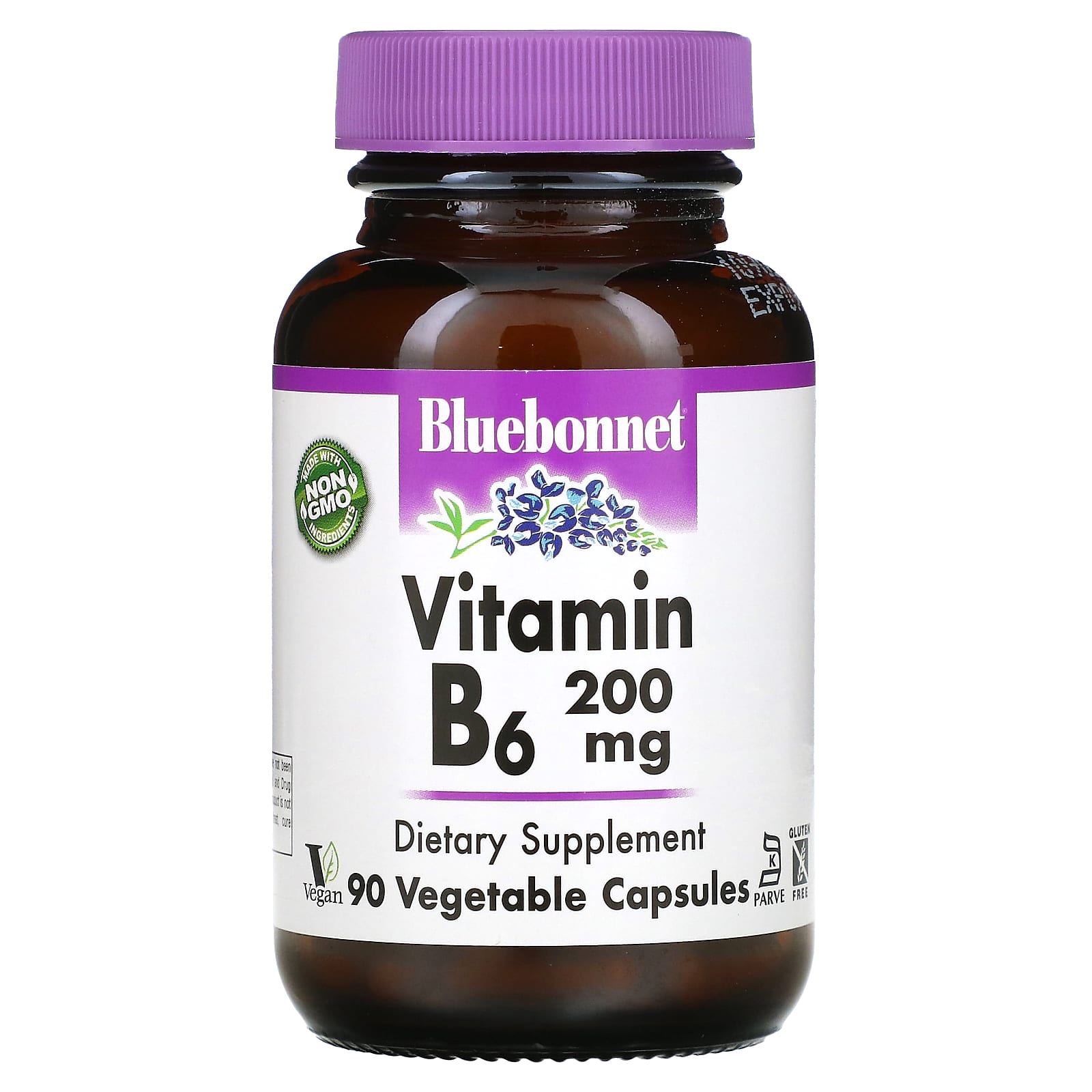 Bluebonnet Nutrition, Vitamin B6, 200 mg, 90 Vegetable Capsules