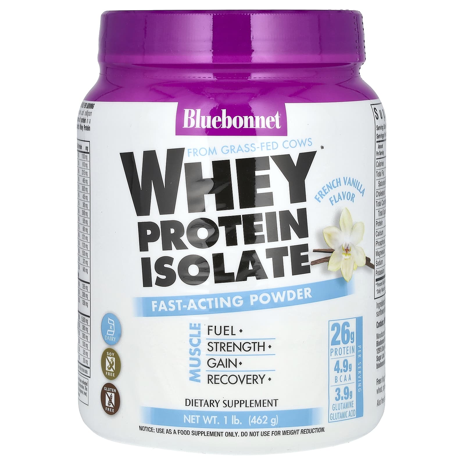 Bluebonnet Nutrition, Whey Protein Isolate, French Vanilla, 1 lb (462 g) - B0025PZPVC