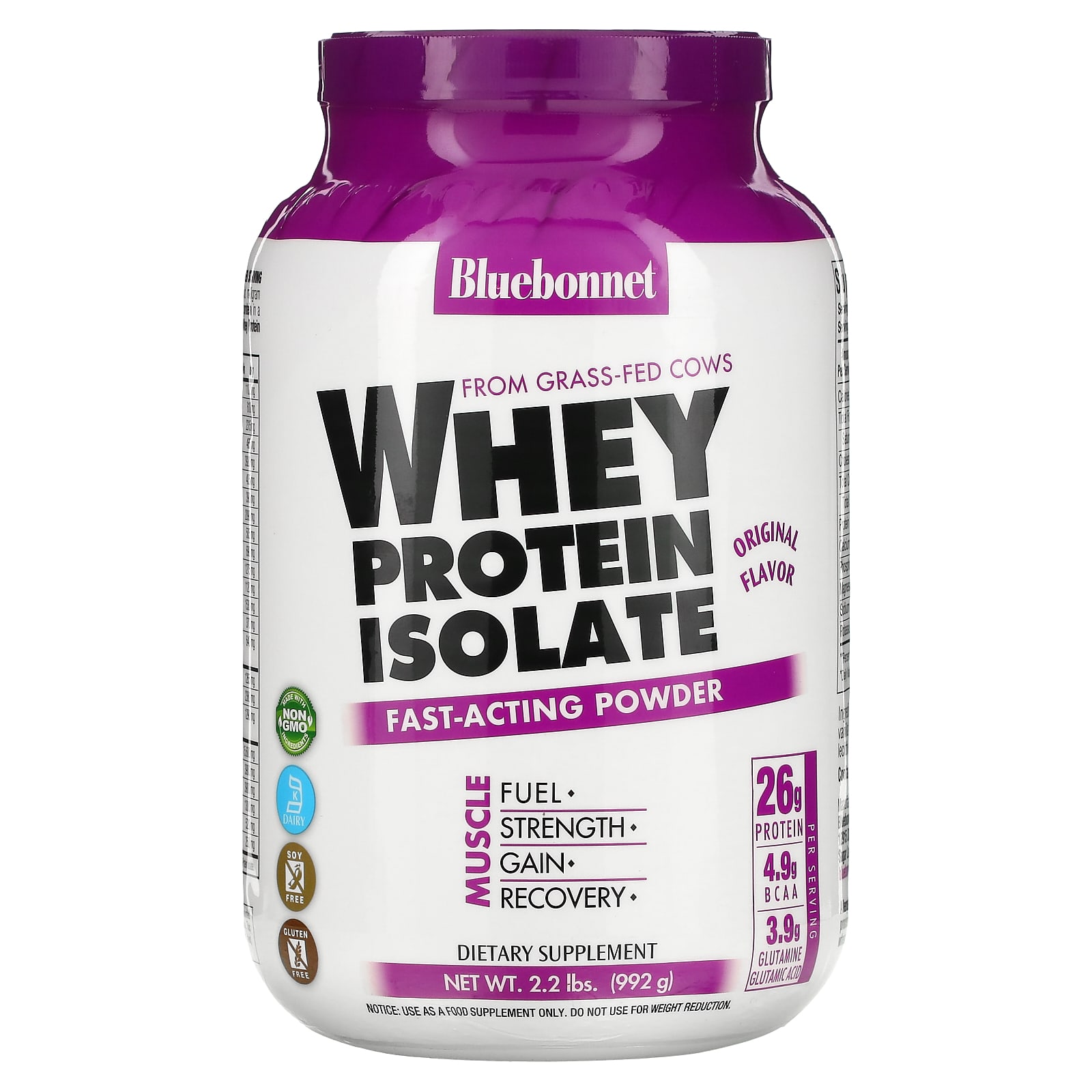Bluebonnet Nutrition, Whey Protein Isolate, Original, 2.2 lbs (992 g) - B001FE2FMQ