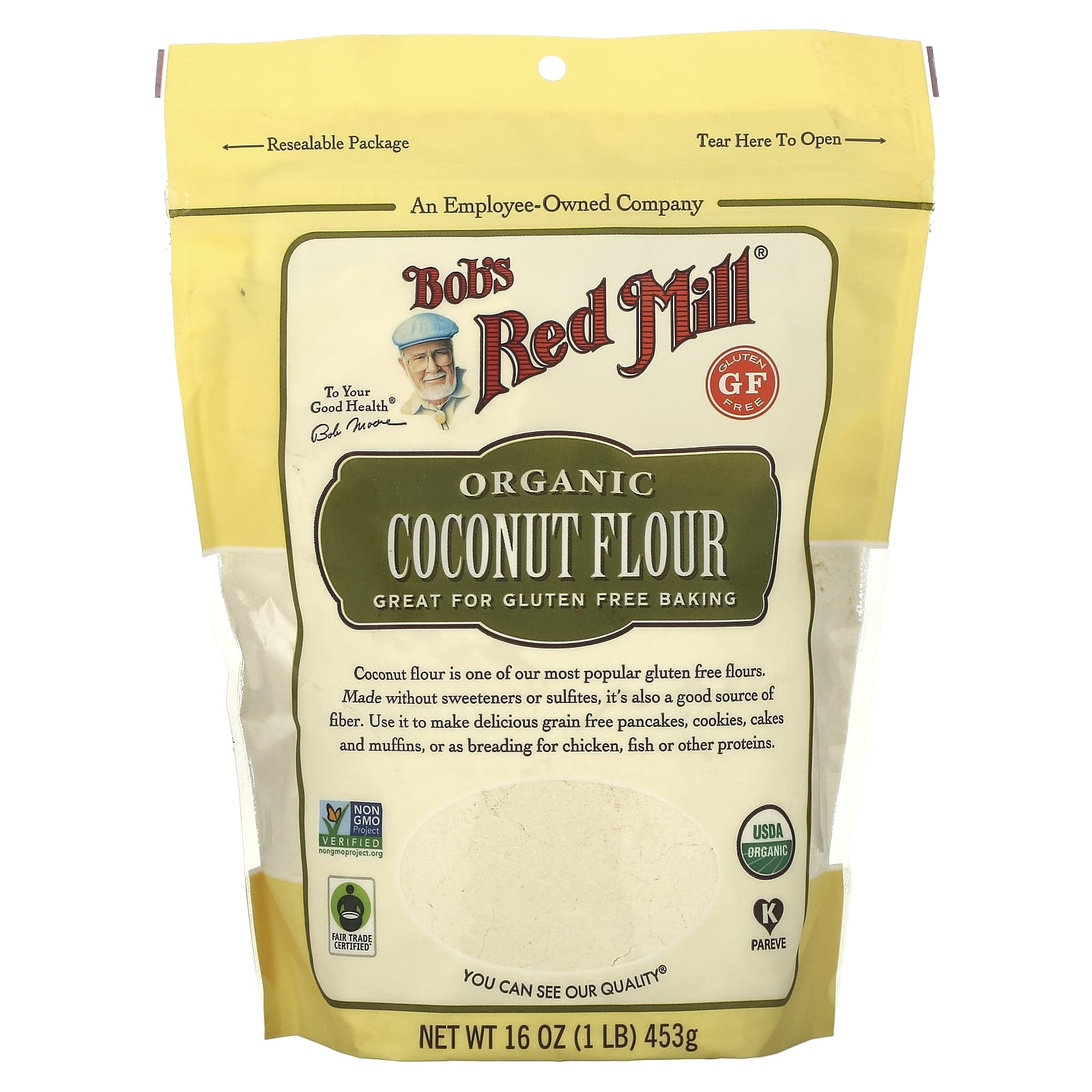 Bob's Red Mill, Organic Coconut Flour, Gluten Free, 1 lbs (453 g) - B07DDMZPL2