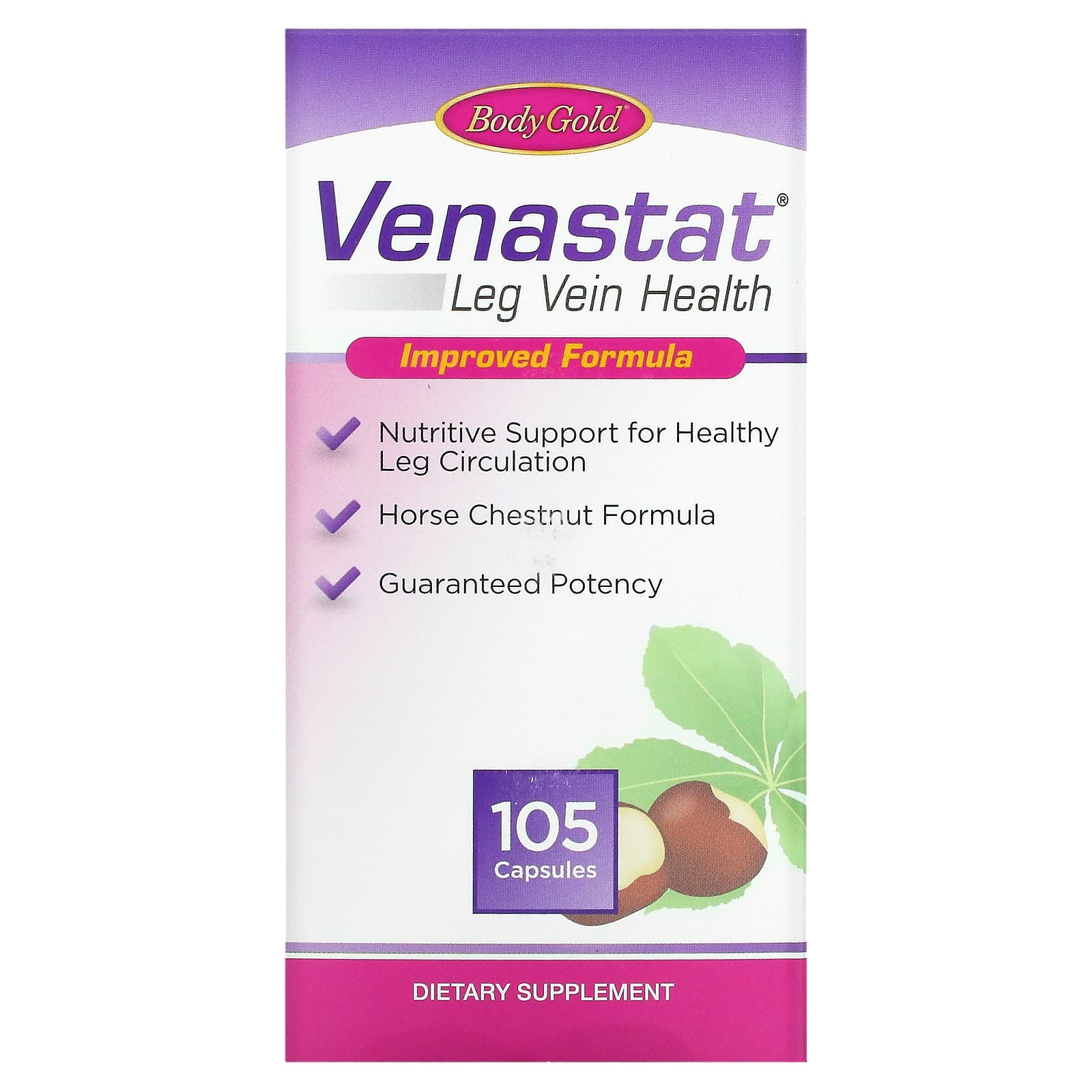 BodyGold, Venastat Leg Vein Health, 105 Capsules - B00009N8R1