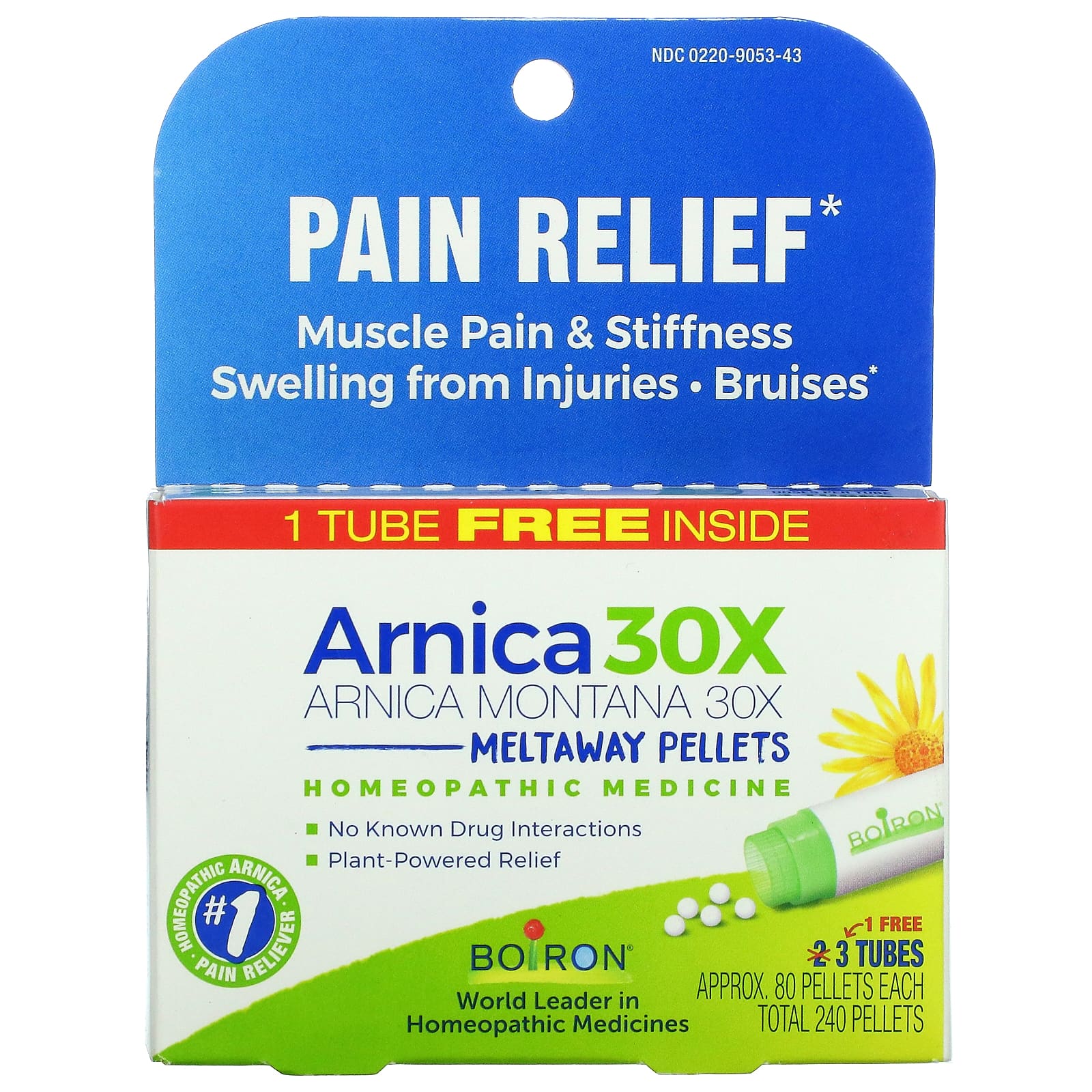 Boiron, Arnica 30X, 3 Tubes, Approx. 80 Pellets Each
