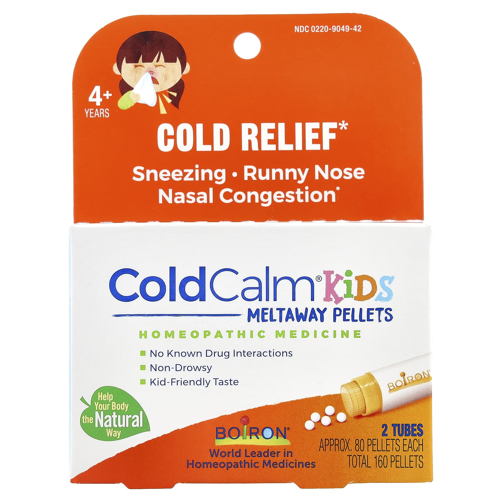 Boiron, ColdCalm® Kids Meltaway Pellets, 4+ Years, 2 Tubes, Approx. 80 Pellets Each - B001IXYC9I