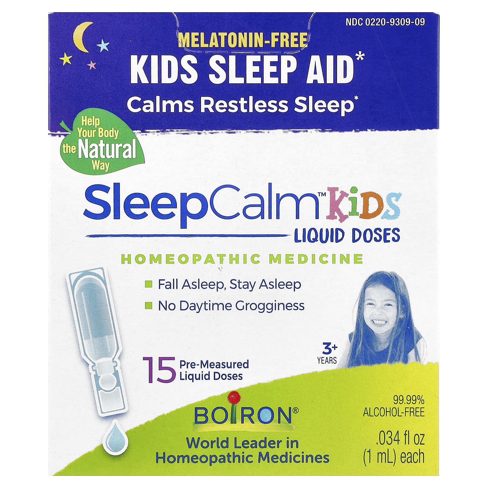 Boiron, Kids, SleepCalm™, Liquid Doses, 3+ Years, Melatonin-Free, 15 Pre-Measured Liquid Doses, 0.034 fl oz (1 ml) Each - B092RW4WZC