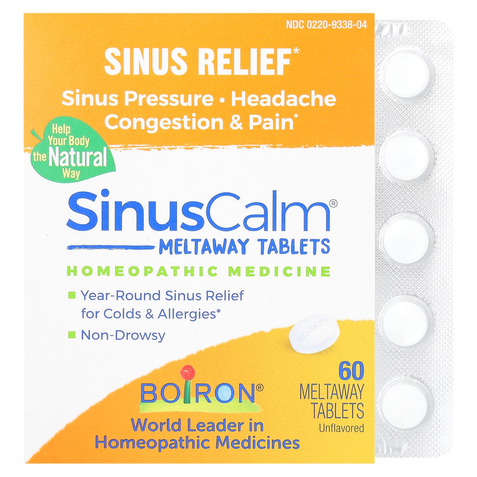 Boiron, Sinus Relief, Sinus Calm, Unflavored, 60 Meltaway Tablets - B07WQBC91V