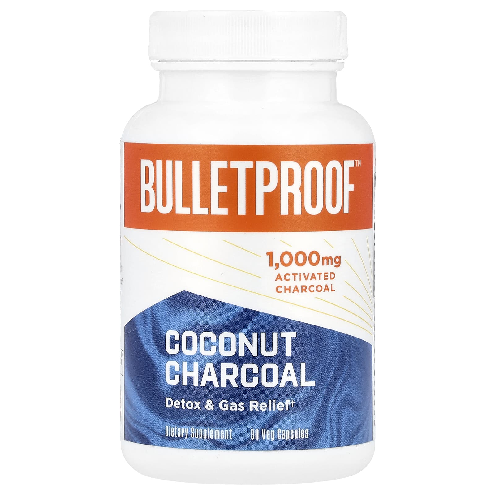 BulletProof, Coconut Charcoal, Detox & Gas Relief, 1,000 mg, 90 Veg Capsules (500 mg Per Capsule) - B06XYLNB4S