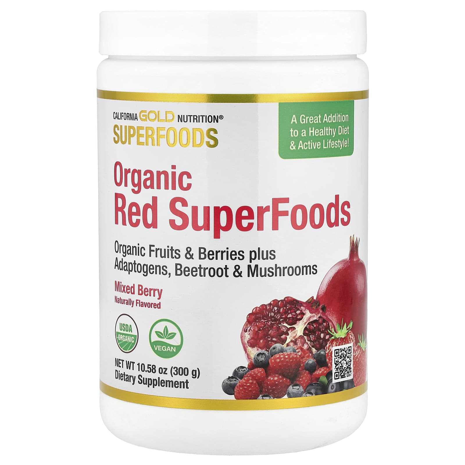 California Gold Nutrition, Superfoods, Organic Red Superfoods with Organic Acai, Organic Blueberry, Organic Cranberry, and Organic Pomegranate Powders, Mixed Berry , 10.58 oz (300 g) - B0BBKPJ64B