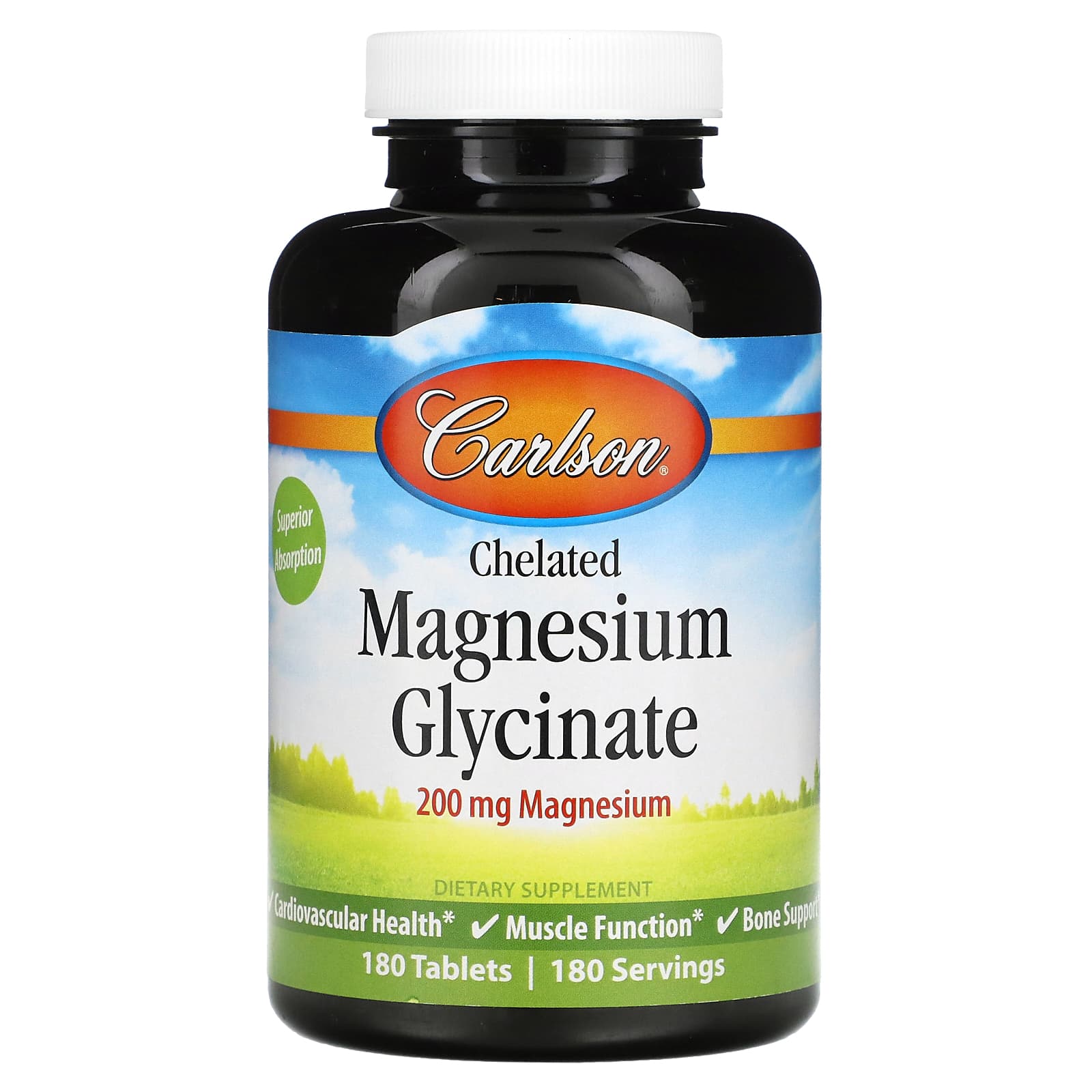 Carlson, Chelated Magnesium Glycinate, 200 mg, 180 Tablets - B001LF39BU