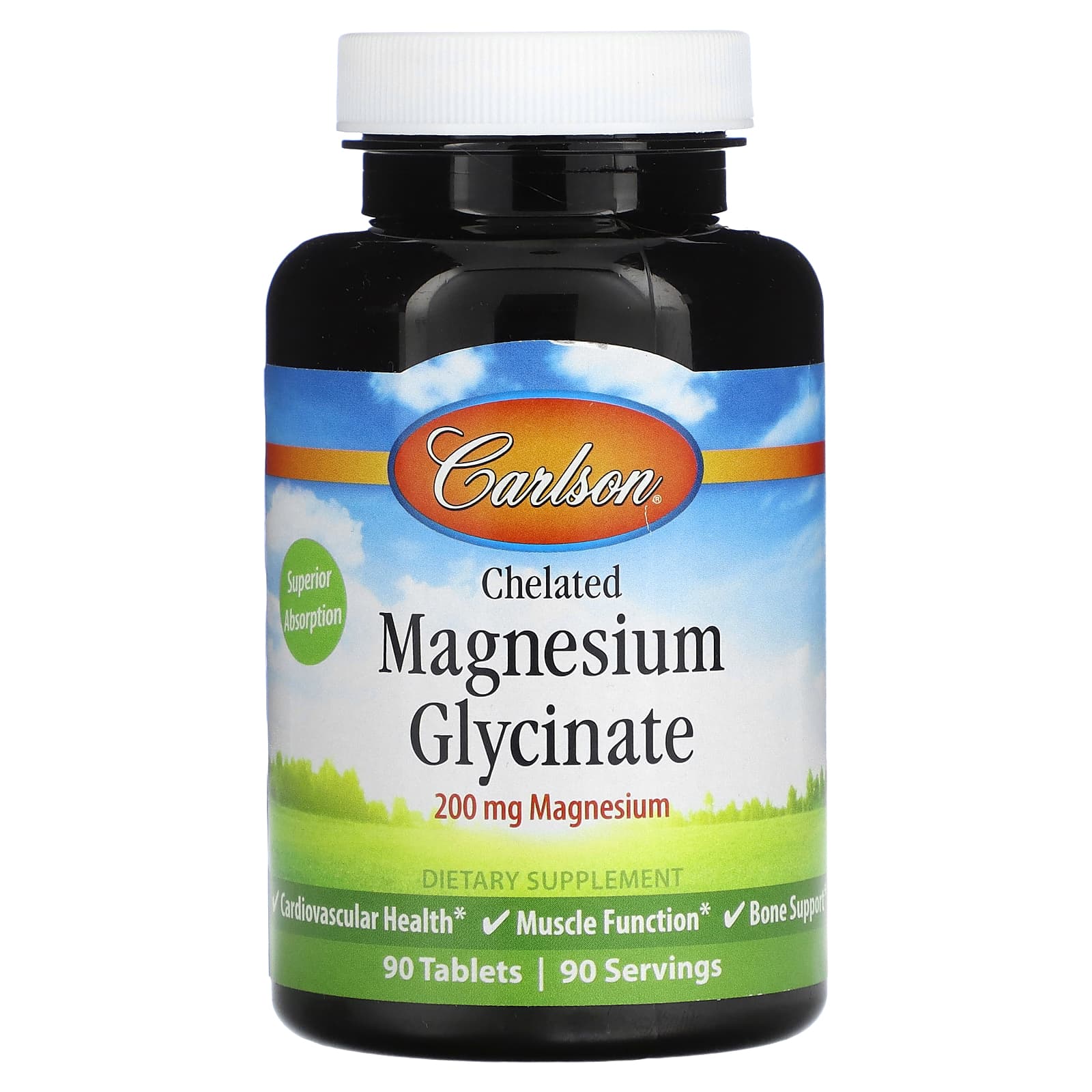 Carlson, Chelated Magnesium Glycinate, 200 mg, 90 Tablets - B003BVIUC0